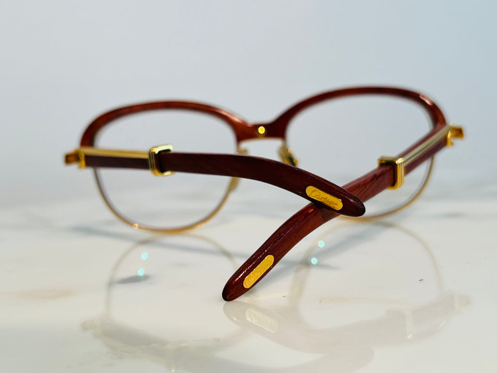Cartier Malmaison 22k Gold Bubinga Wood Glasses Sunglasses Frame