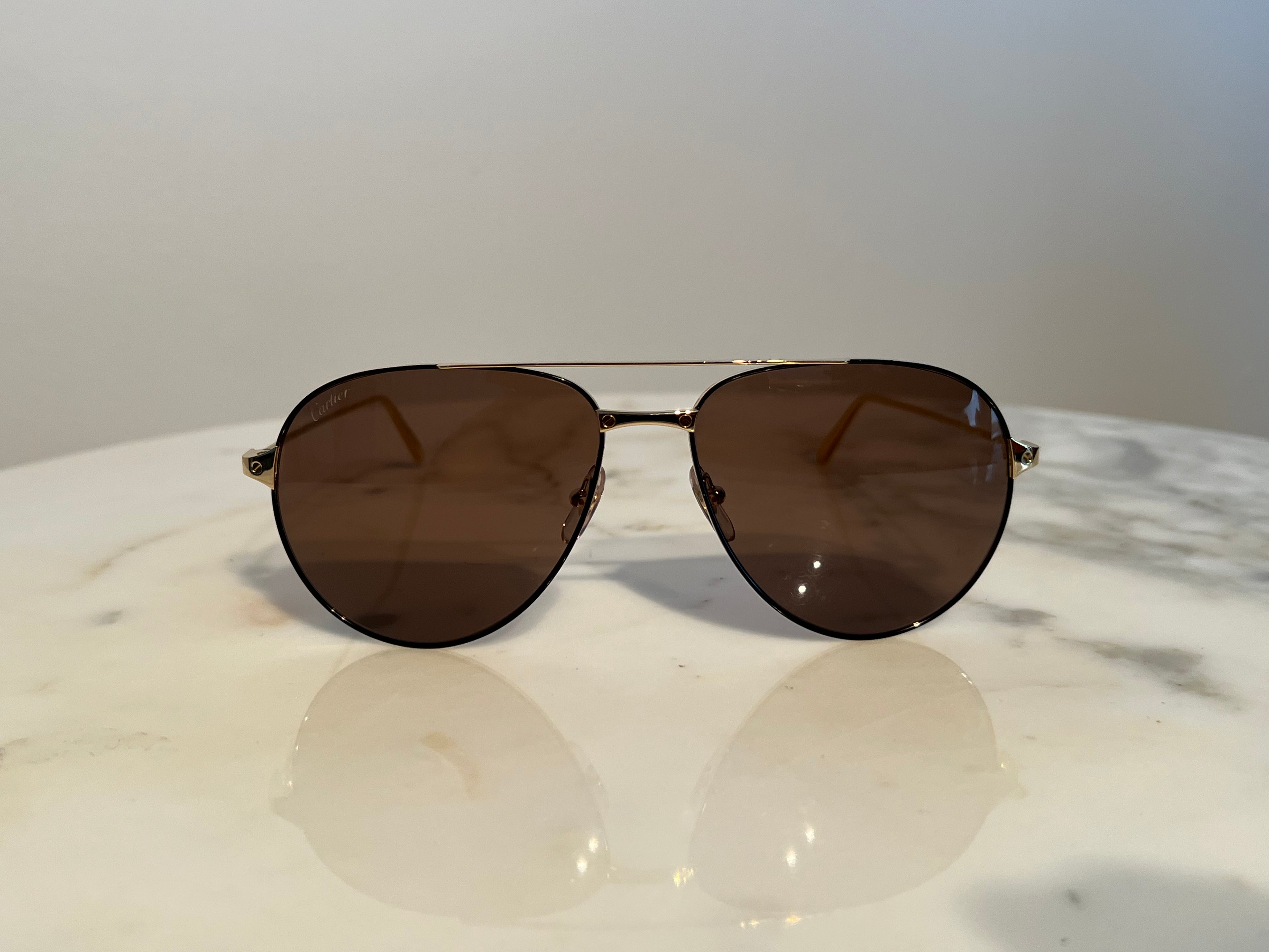 Cartier Santos Aviator Gold Sunglasses 2023