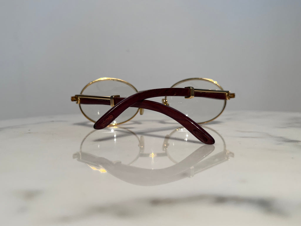 Cartier Giverny 22k Gold Bubinga Wood Glasses Sunglasses Frame