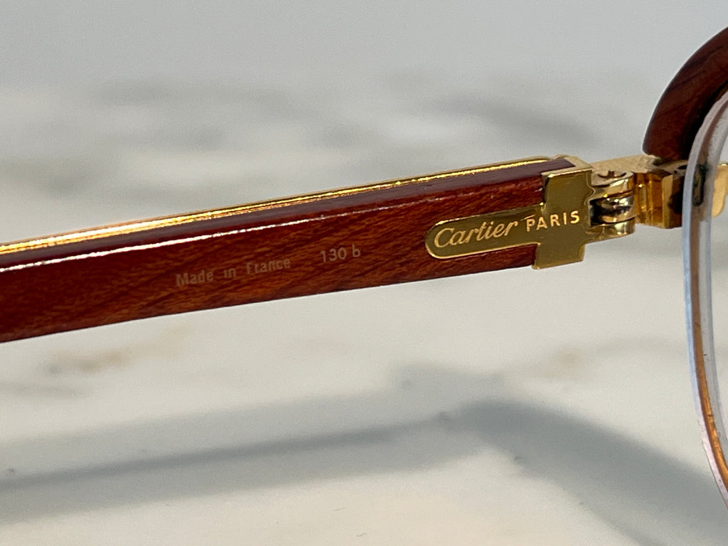Cartier Malmaison 22k Gold Bubinga Wood Glasses Sunglasses Frame