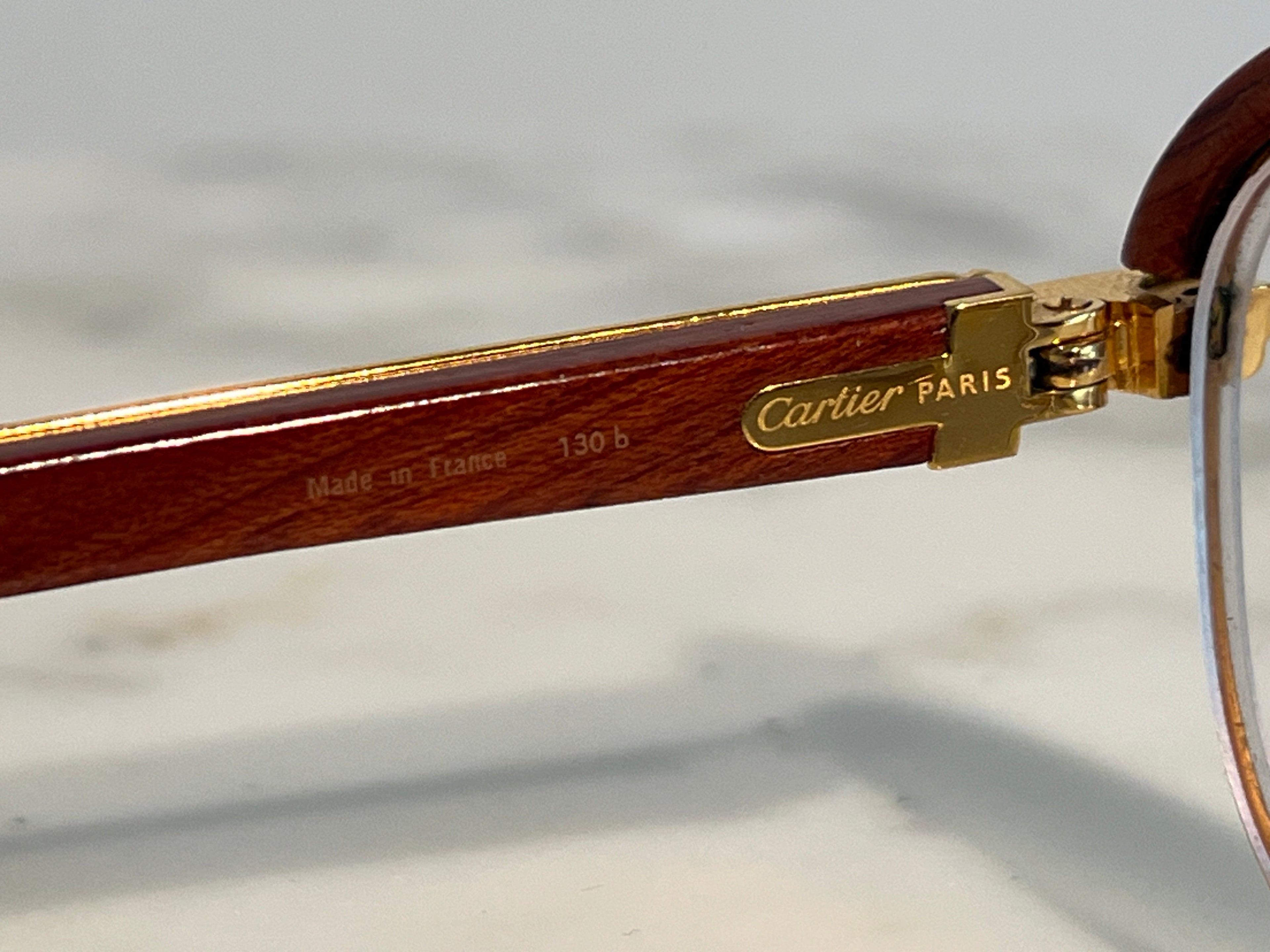 Cartier Malmaison 22k Gold Bubinga Wood Glasses Sunglasses Frame