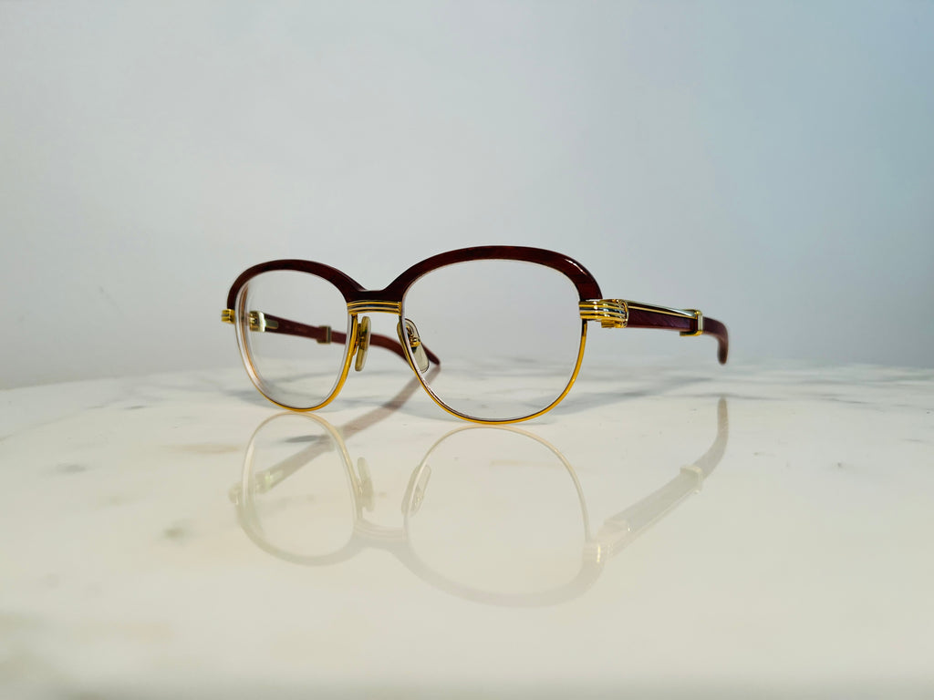 Cartier Malmaison 22k Gold Bubinga Wood Glasses Sunglasses Frame