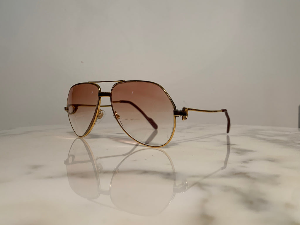 Cartier Gold Santos Laquer Frames Sunglasses Glasses