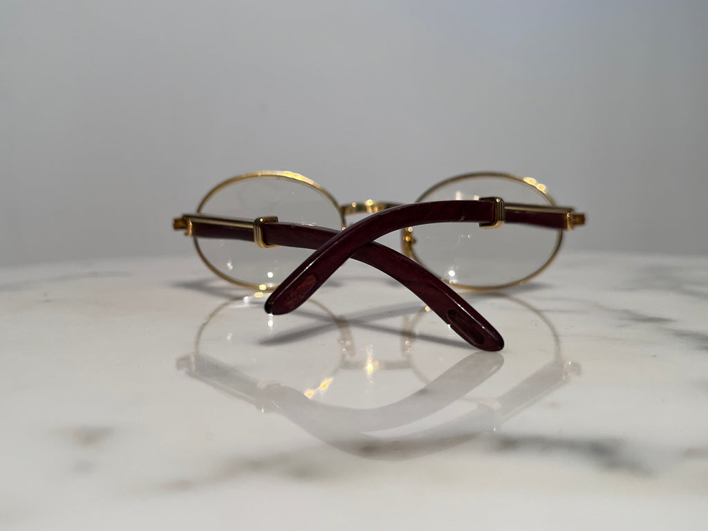 Cartier Giverny 22k Gold Bubinga Wood Glasses Sunglasses Frame