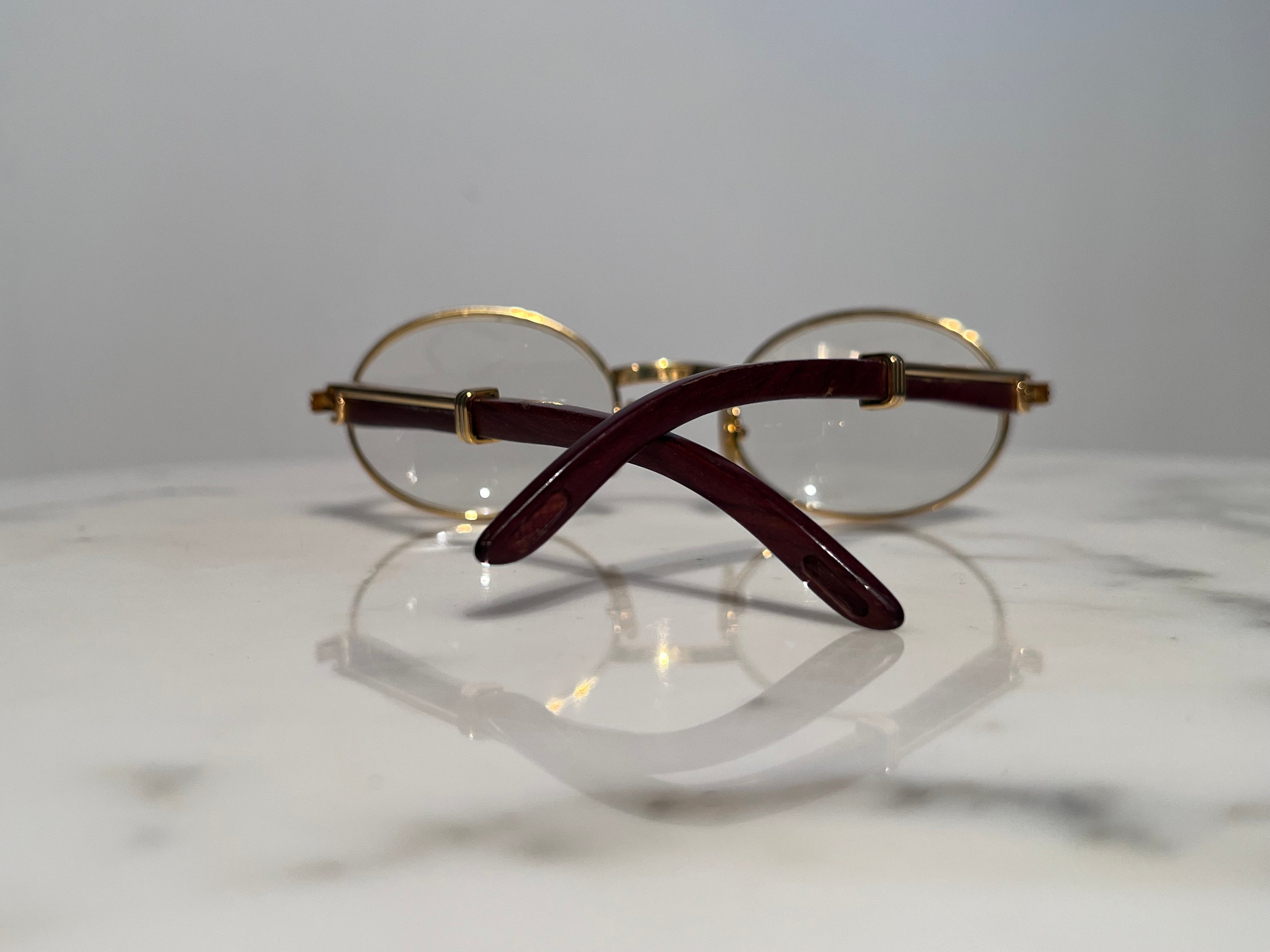 Cartier Giverny 22k Gold Bubinga Wood Glasses Sunglasses Frame
