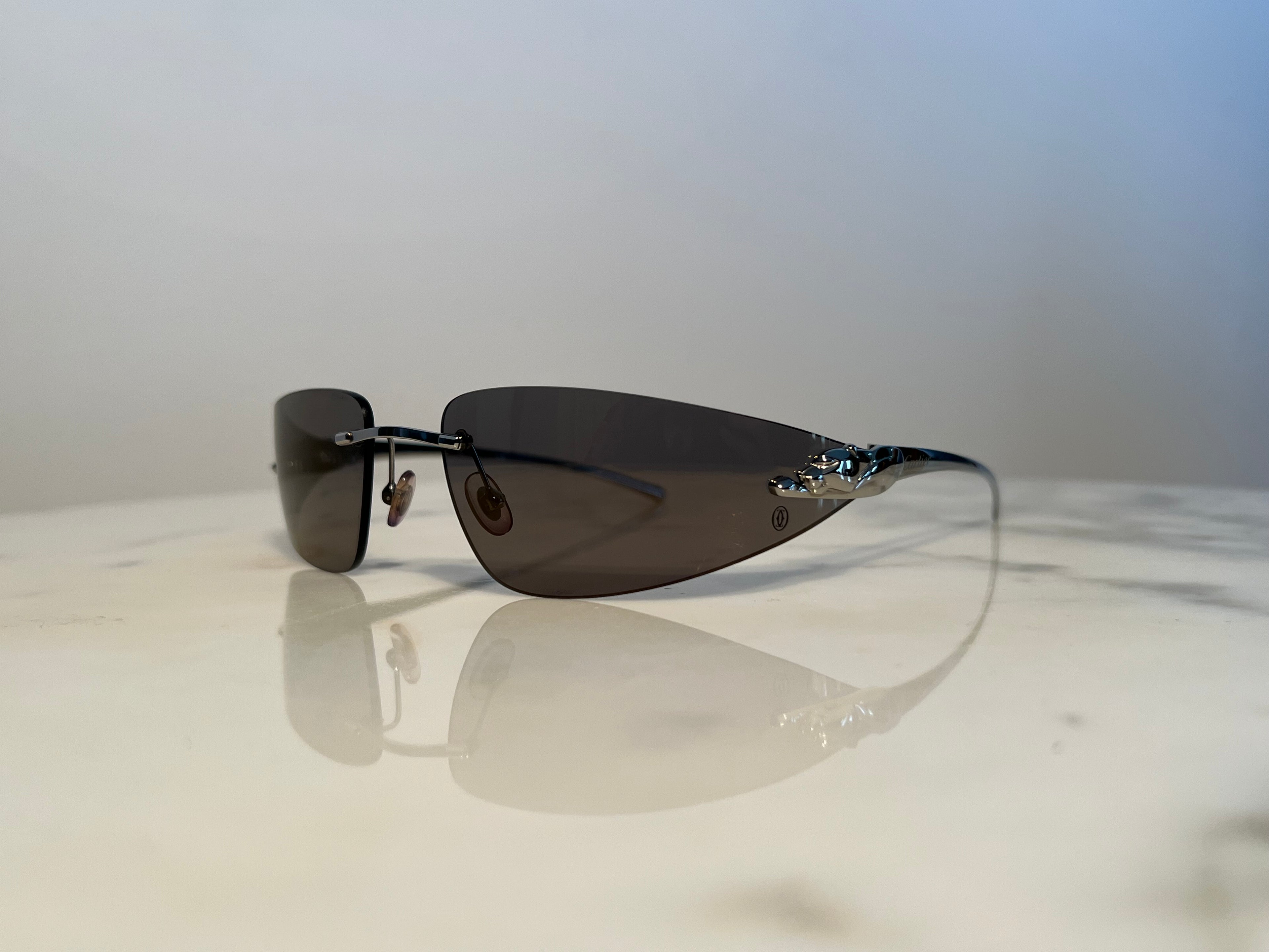 Cartier Rimless Panthere Platinum Sunglasses