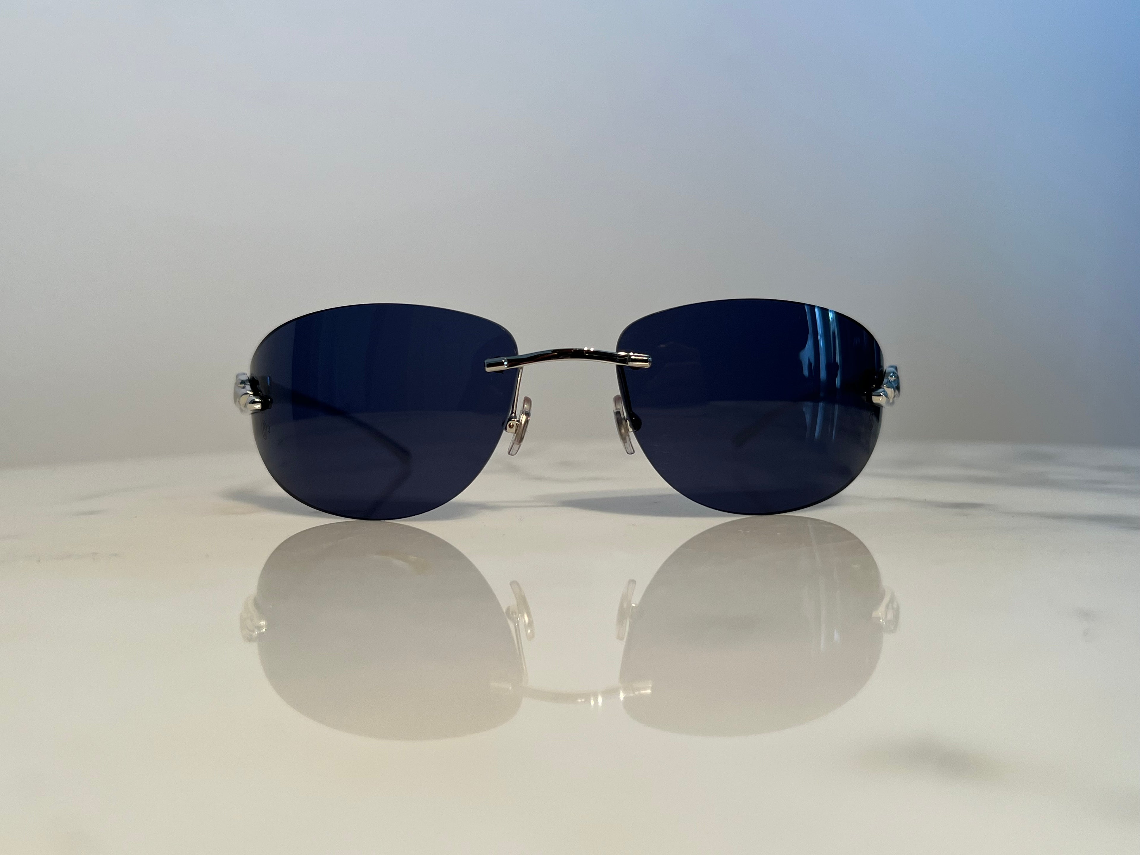 Cartier Rimless Panthere Platinum Sunglasses