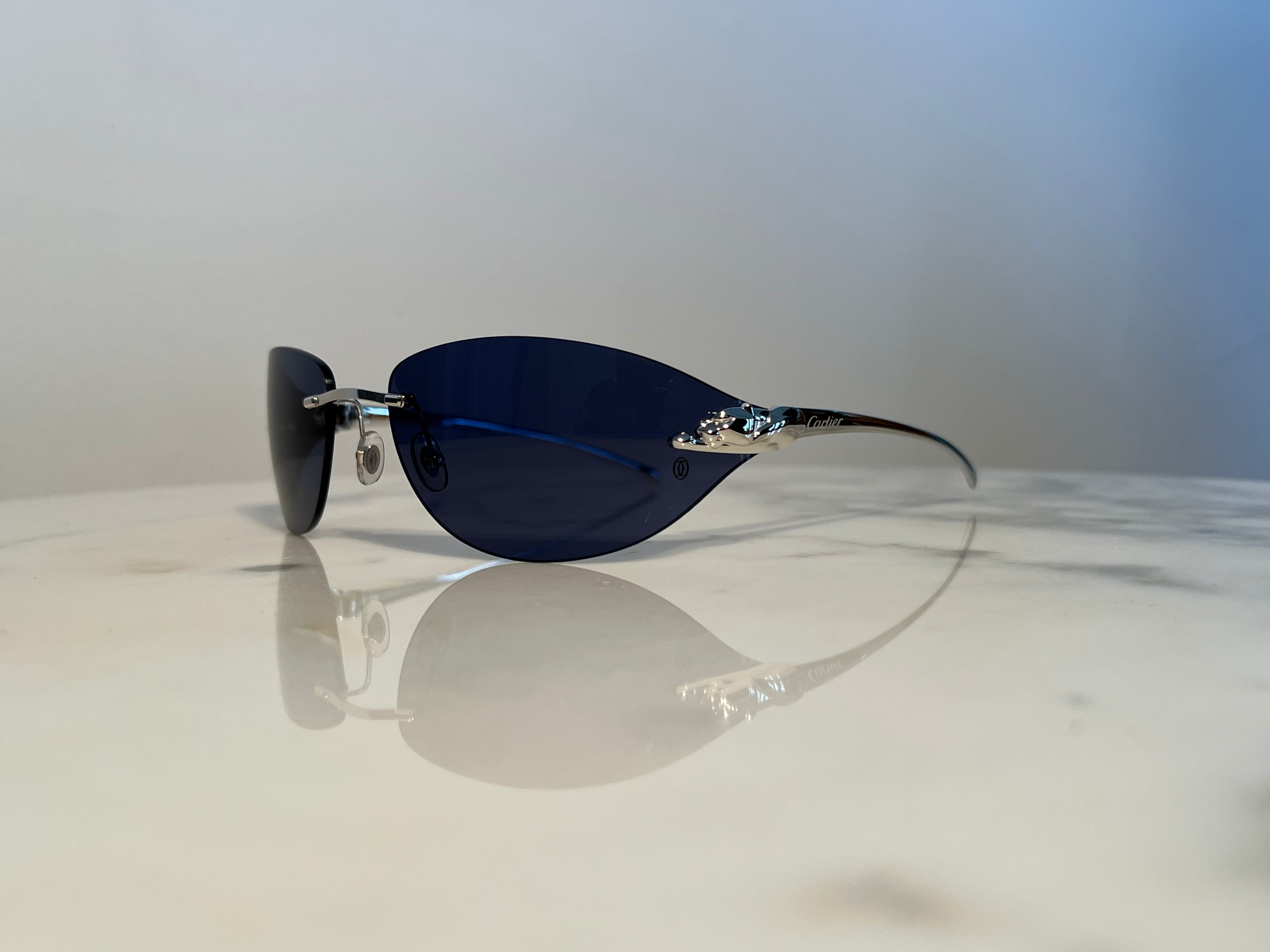 Cartier Rimless Panthere Platinum Sunglasses