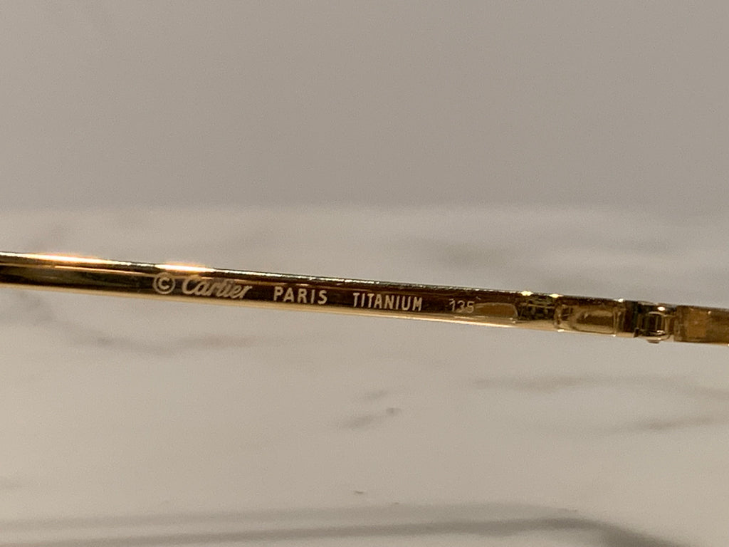 Cartier Gold Santos Rimless Glasses Sunglasses Frame