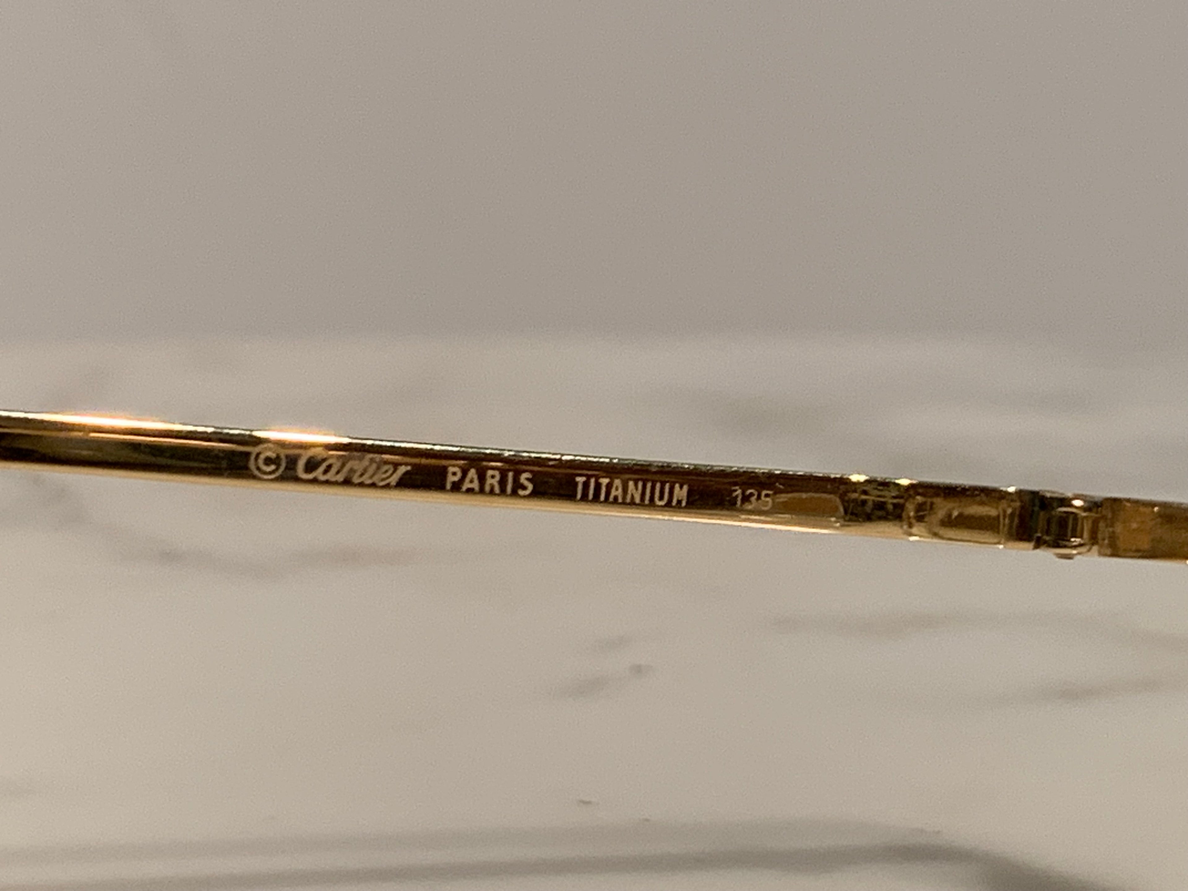 Cartier Gold Santos Rimless Glasses Sunglasses Frame