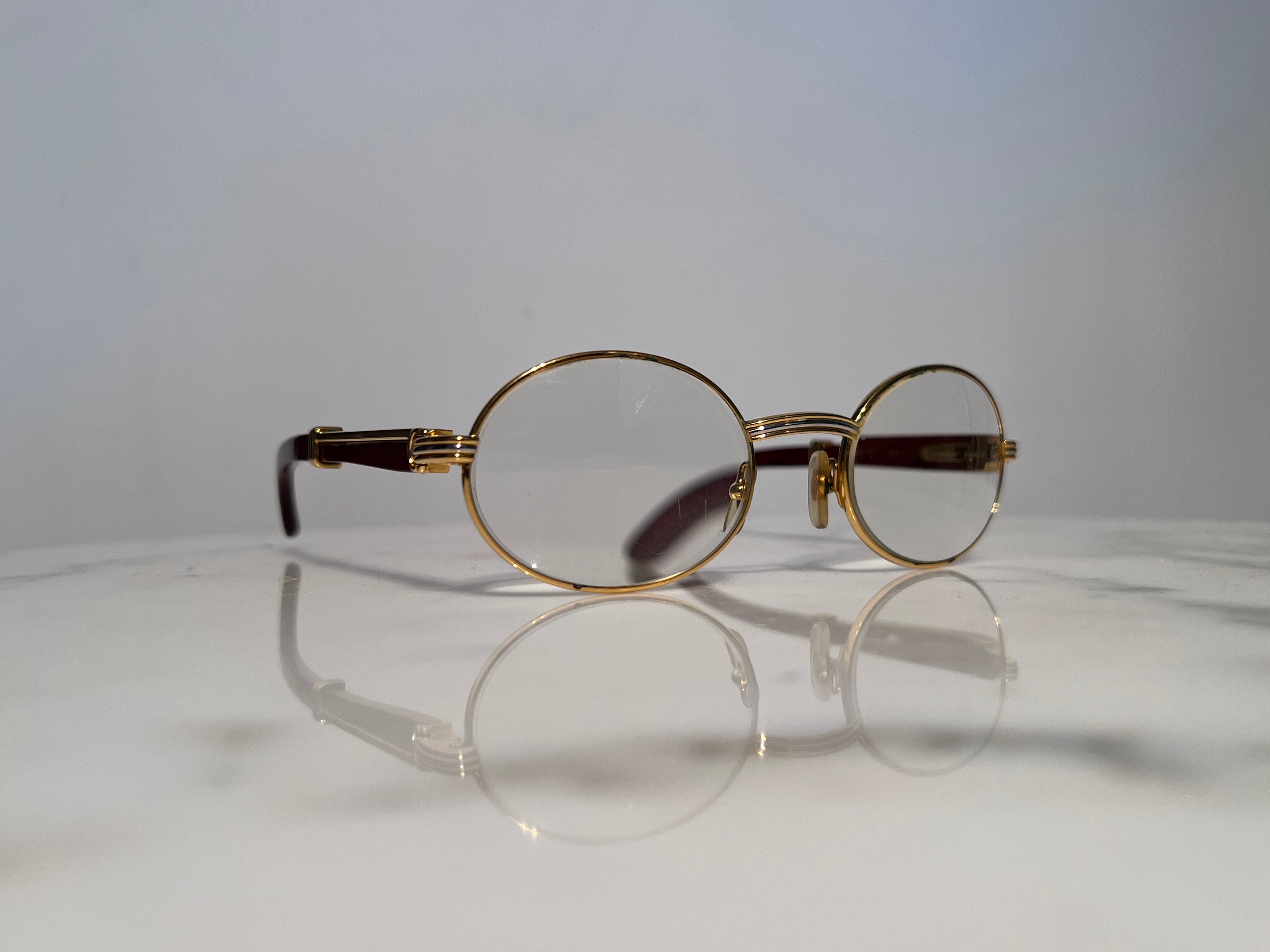 Cartier Giverny 22k Gold Bubinga Wood Glasses Sunglasses Frame