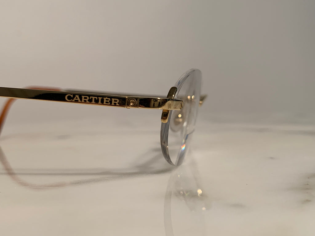 Cartier Gold Santos Rimless Glasses Sunglasses Frame