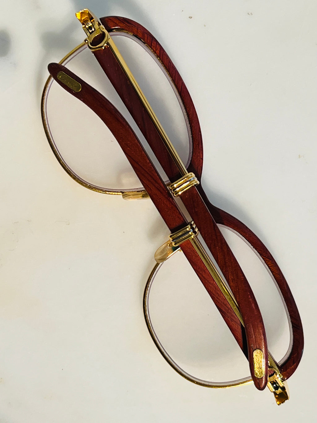 Cartier Malmaison 22k Gold Bubinga Wood Glasses Sunglasses Frame