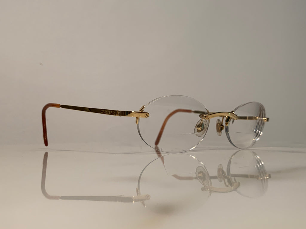 Cartier Gold Santos Rimless Glasses Sunglasses Frame