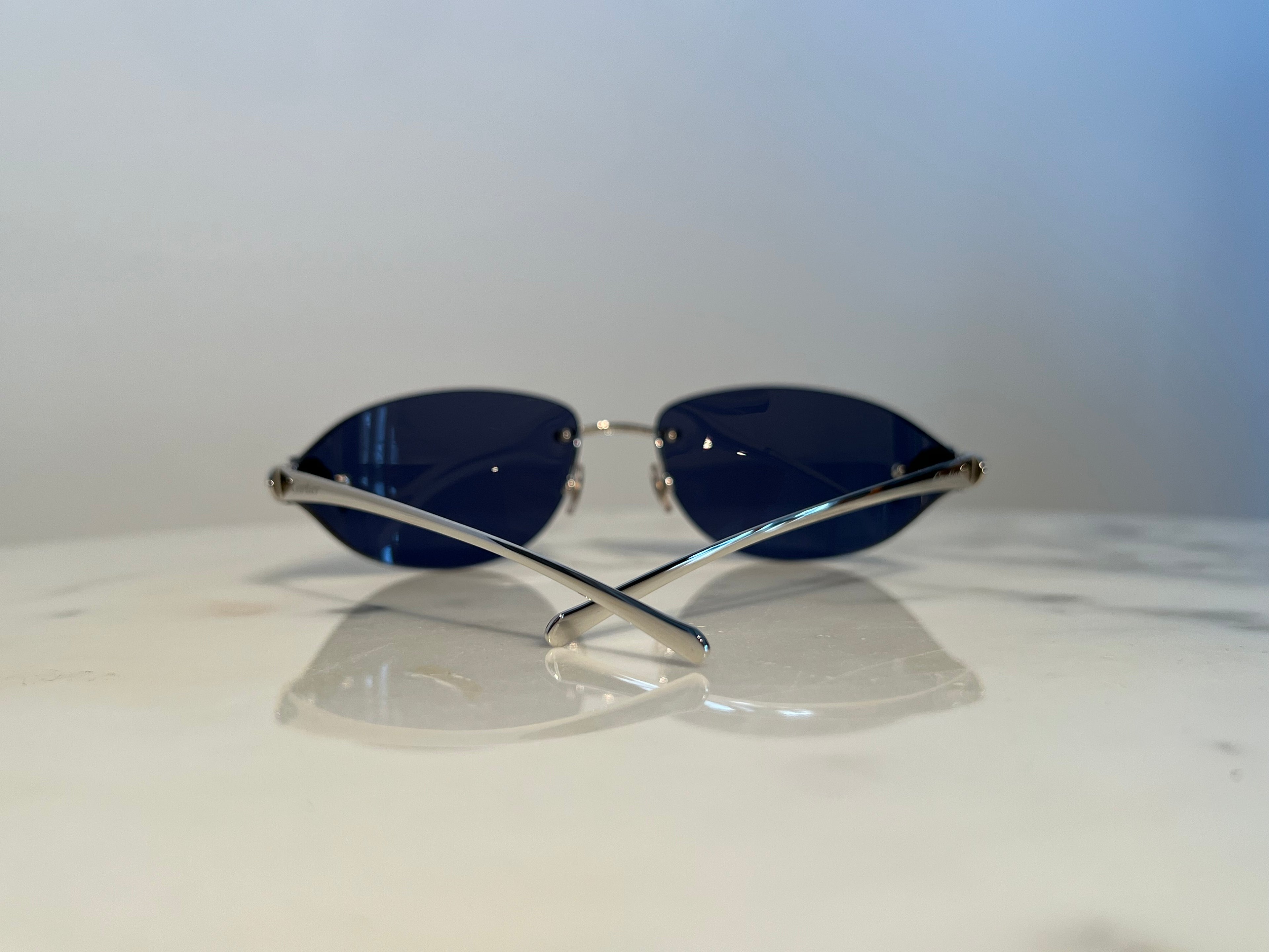 Cartier Rimless Panthere Platinum Sunglasses