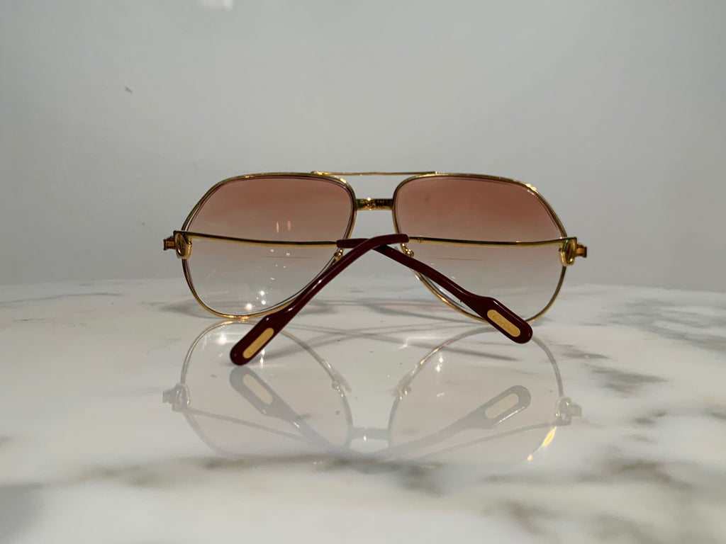 Cartier Gold Santos Laquer Frames Sunglasses Glasses