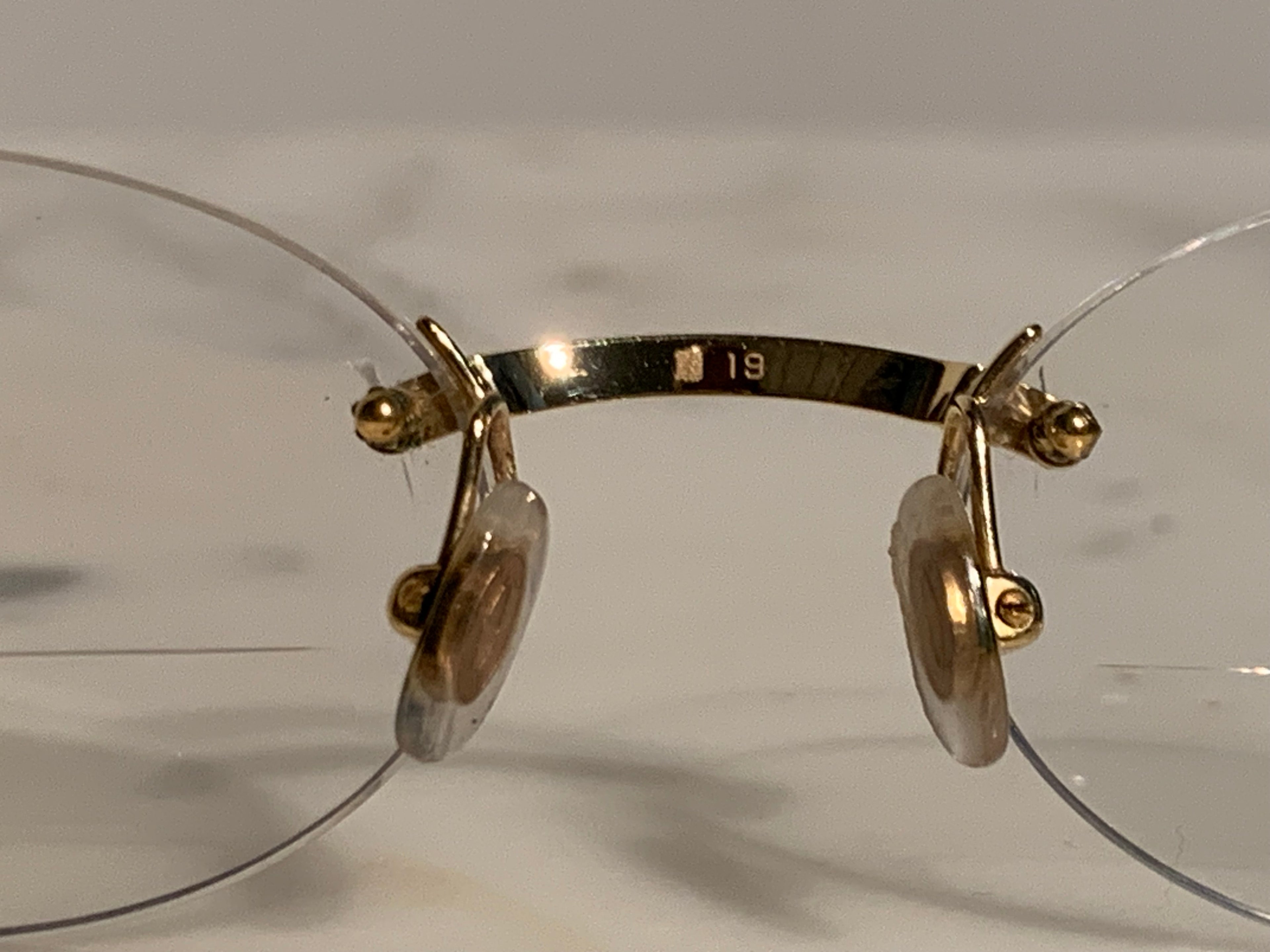 Cartier Gold Santos Rimless Glasses Sunglasses Frame
