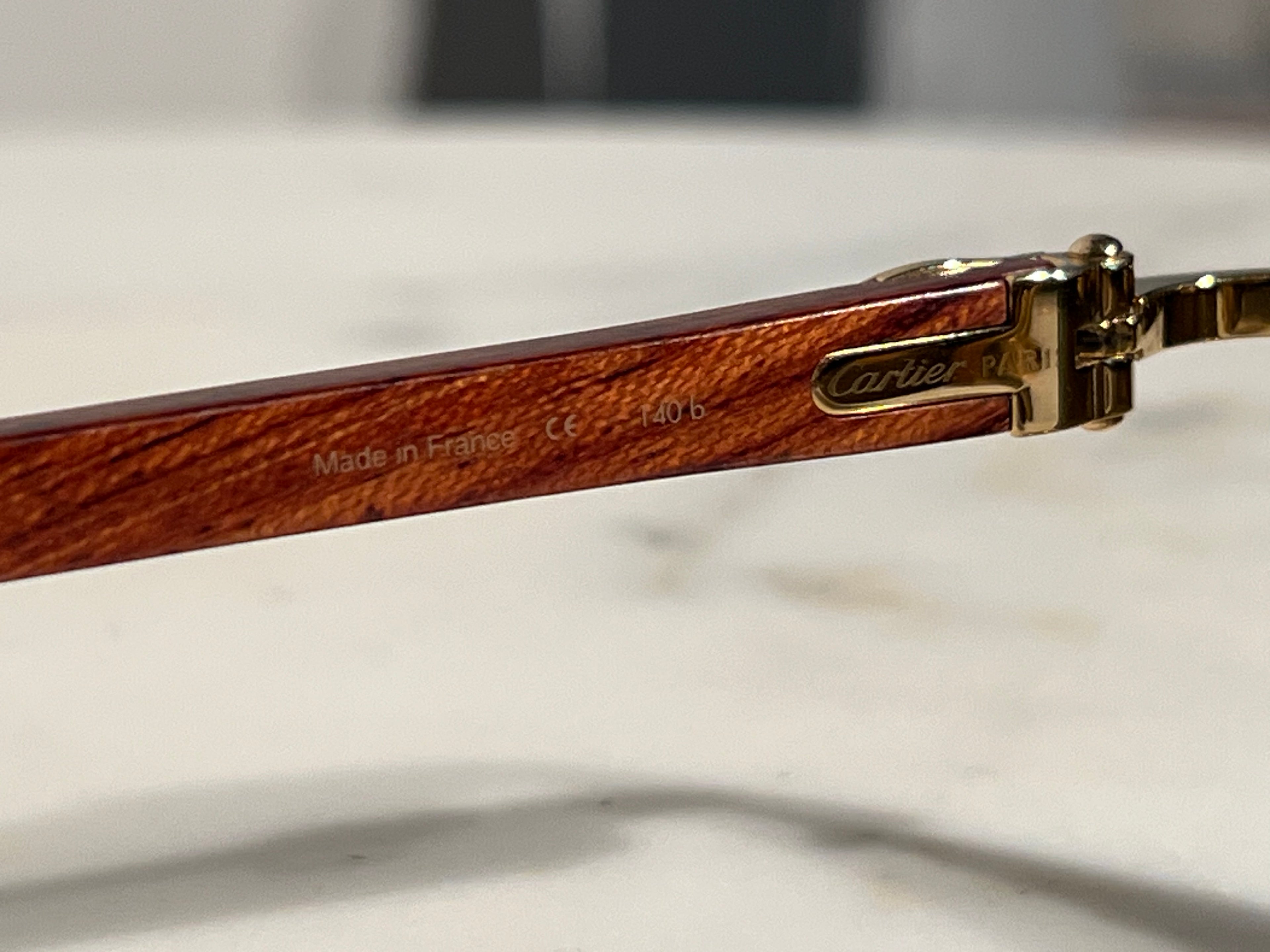 Cartier Bubinga Wood Gold C’decor Frames Sunglasses Glasses Wire Buffs Vintage