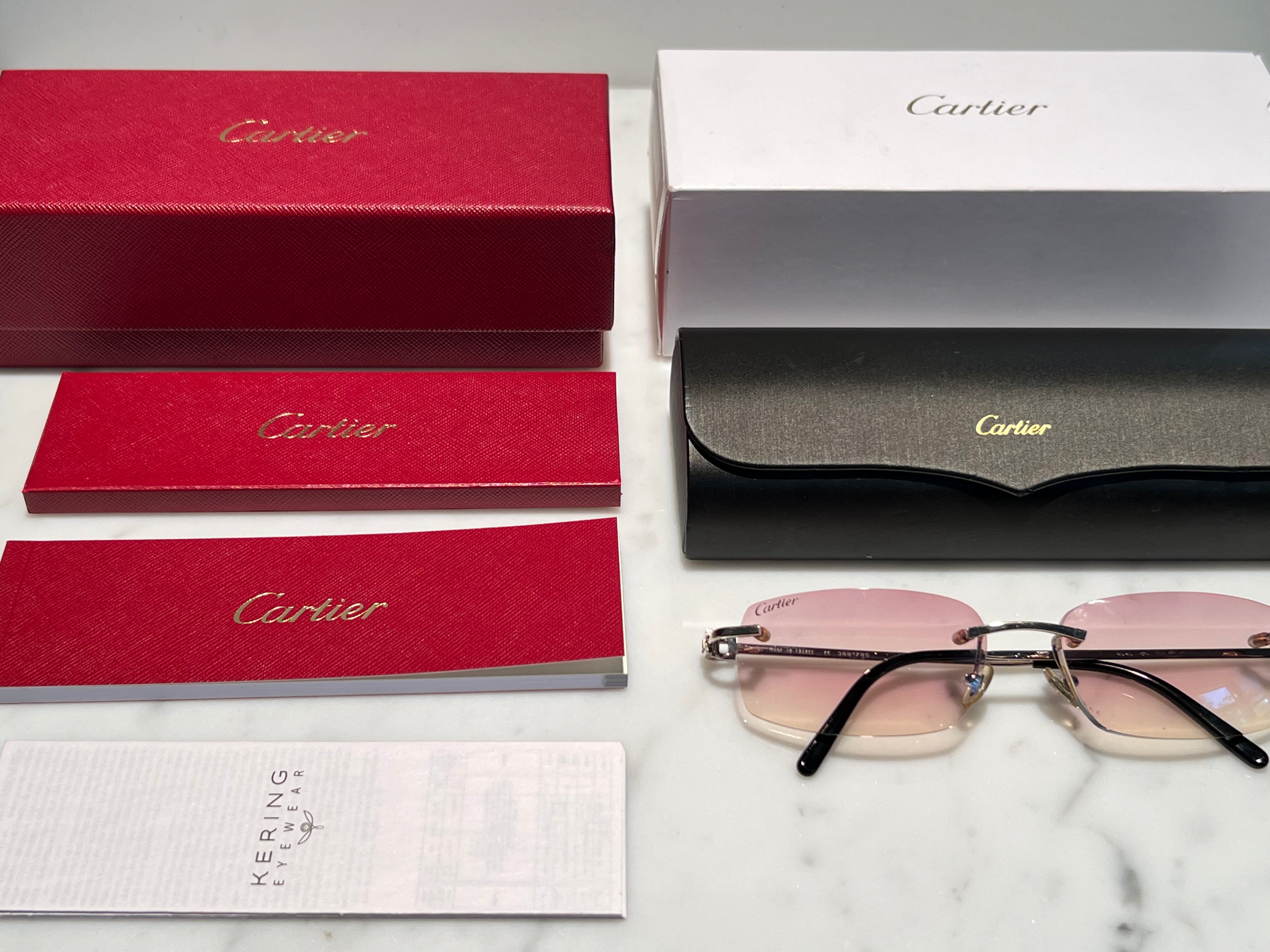 Cartier 18k Solid White Gold Frames Sunglasses Glasses Buffalo Horn Wire