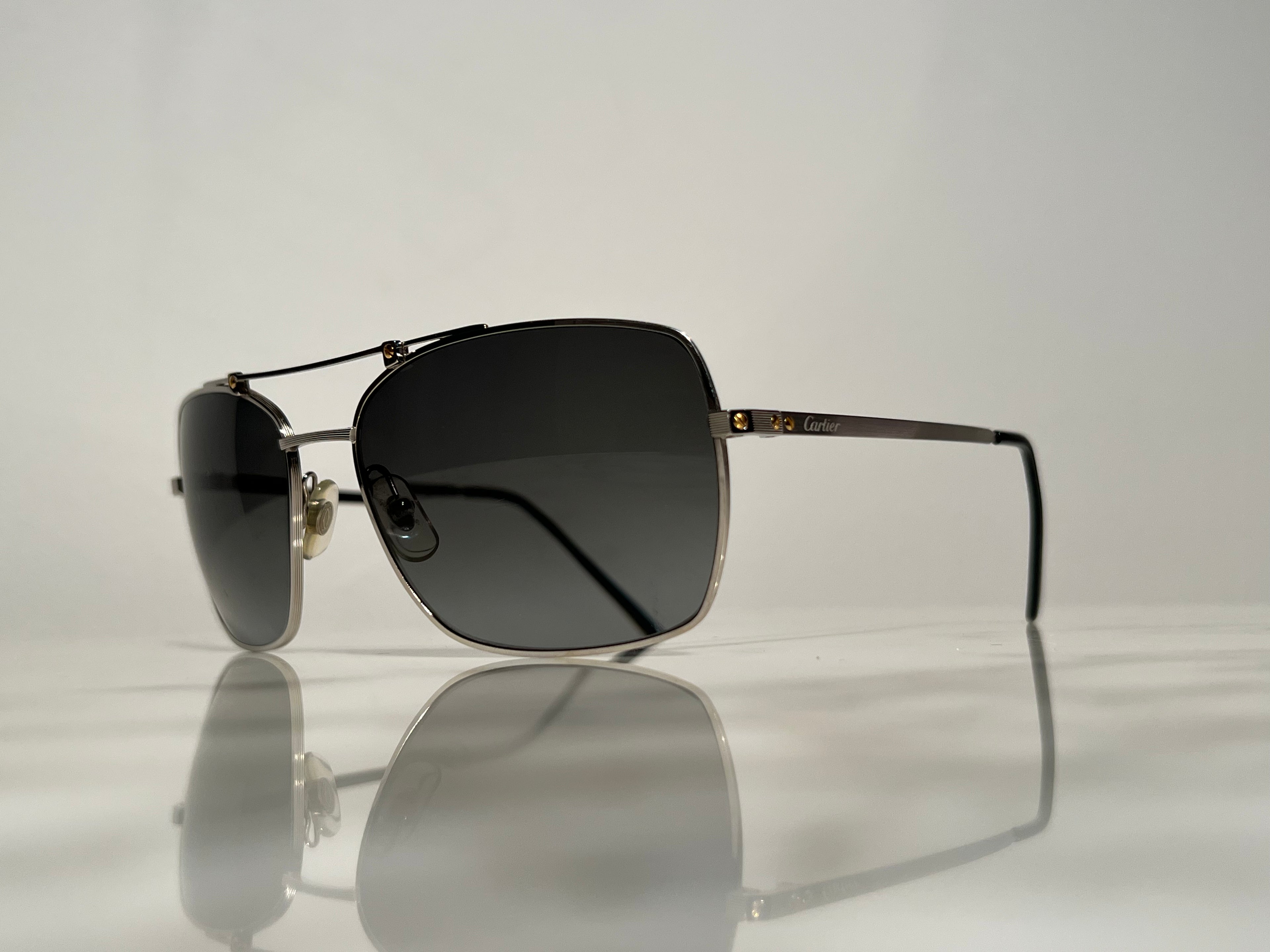 Cartier Santos Titanium Silver Gold Frames Sunglasses Glasses