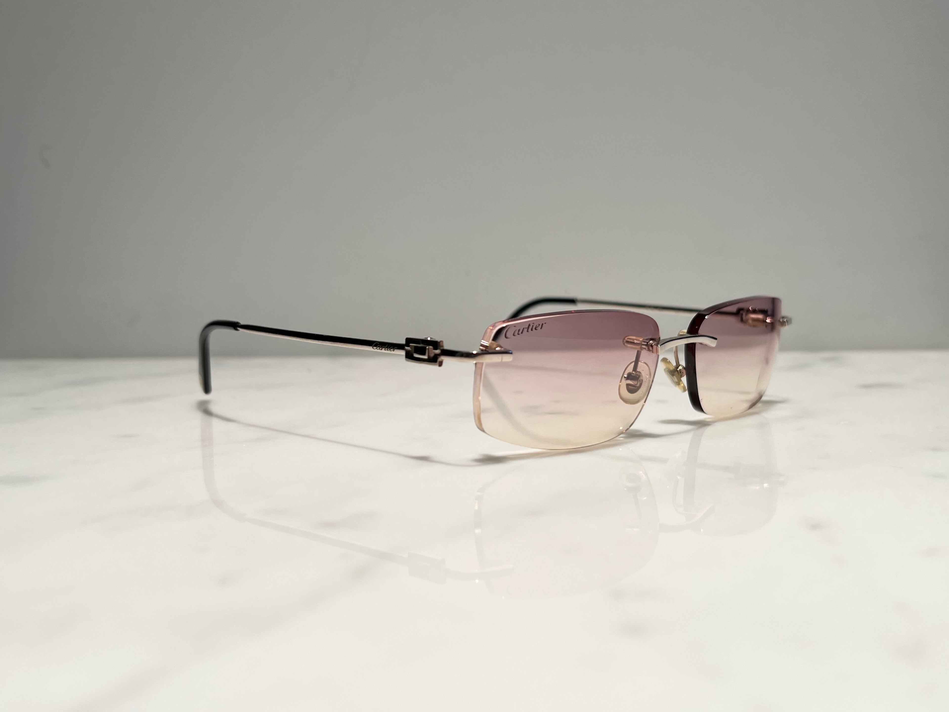 Cartier 18k Solid White Gold Frames Sunglasses Glasses Buffalo Horn Wire