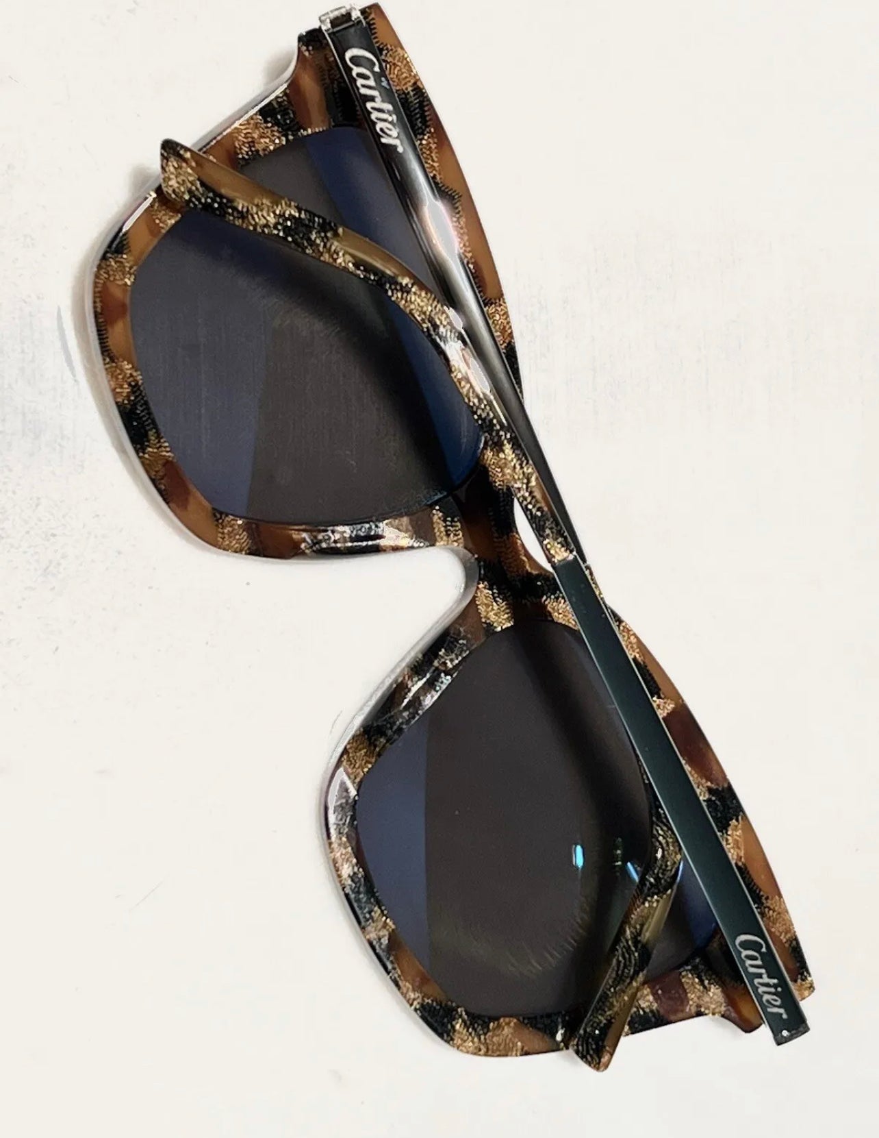 Cartier Panthere Cat Eye Frames Sunglasses Glasses Horn Wire Gold Vintage Wire