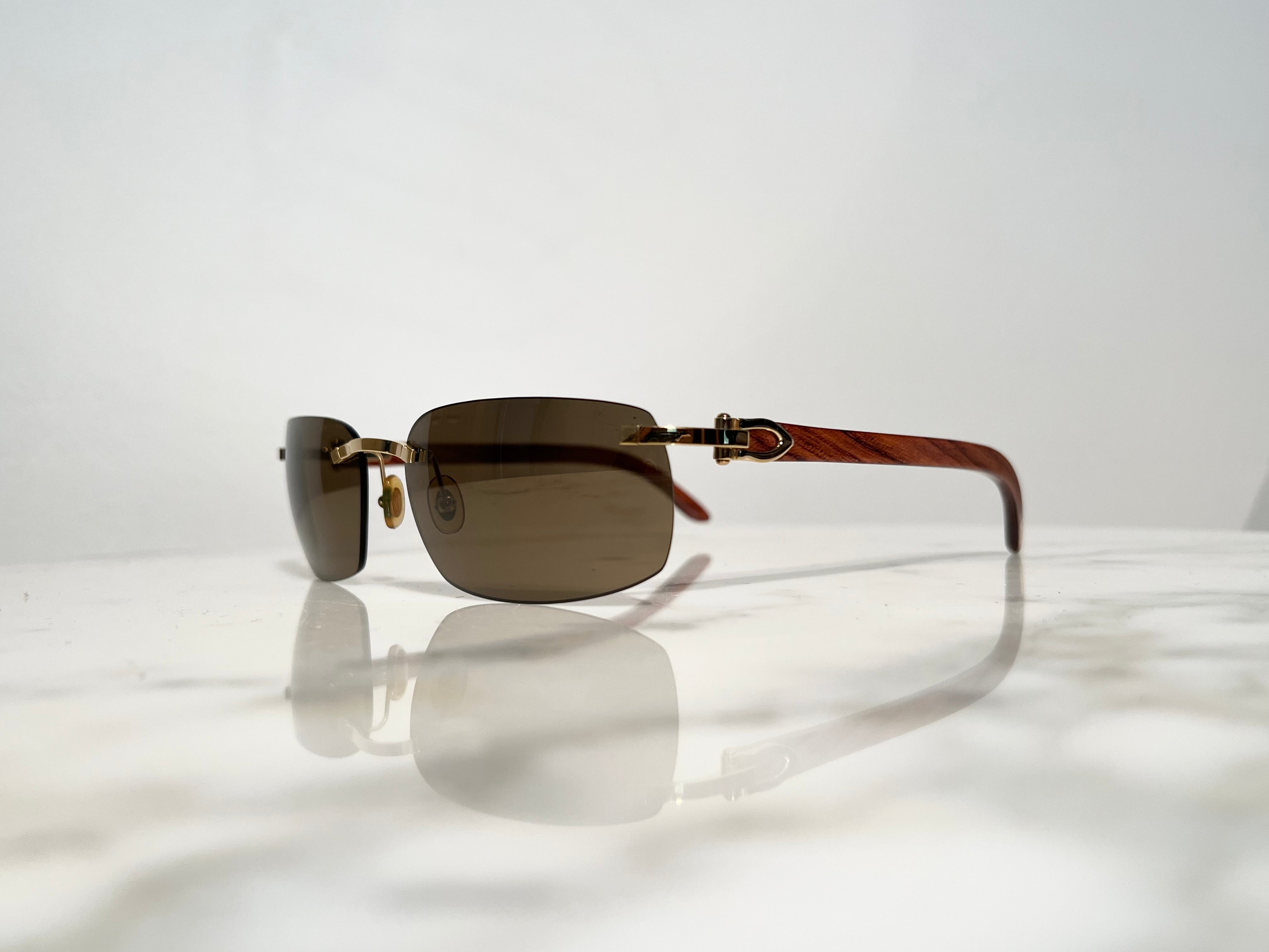 Cartier Bubinga Wood Gold C’decor Frames Sunglasses Glasses Wire Buffs Vintage