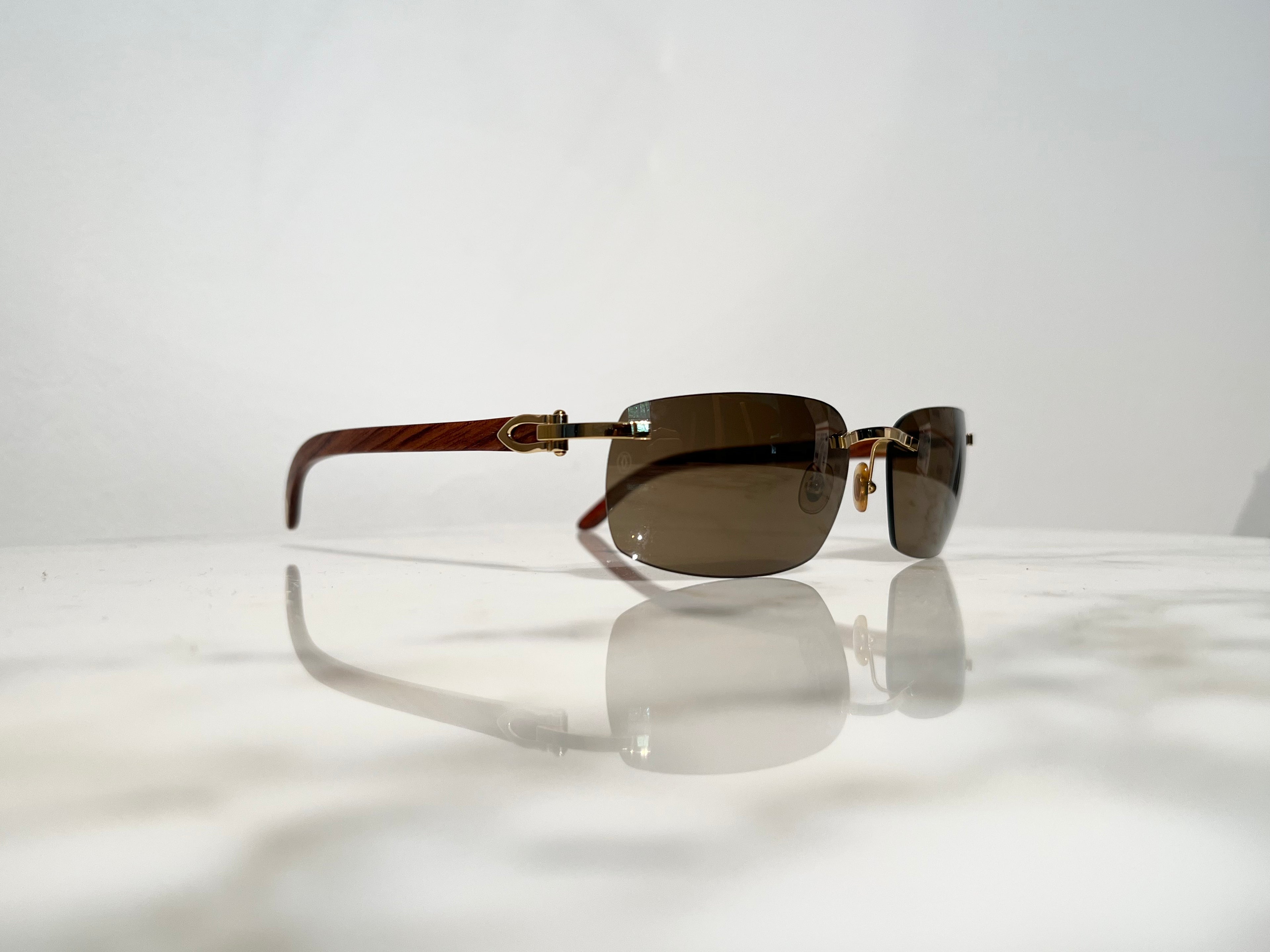 Cartier Bubinga Wood Gold C’decor Frames Sunglasses Glasses Wire Buffs Vintage