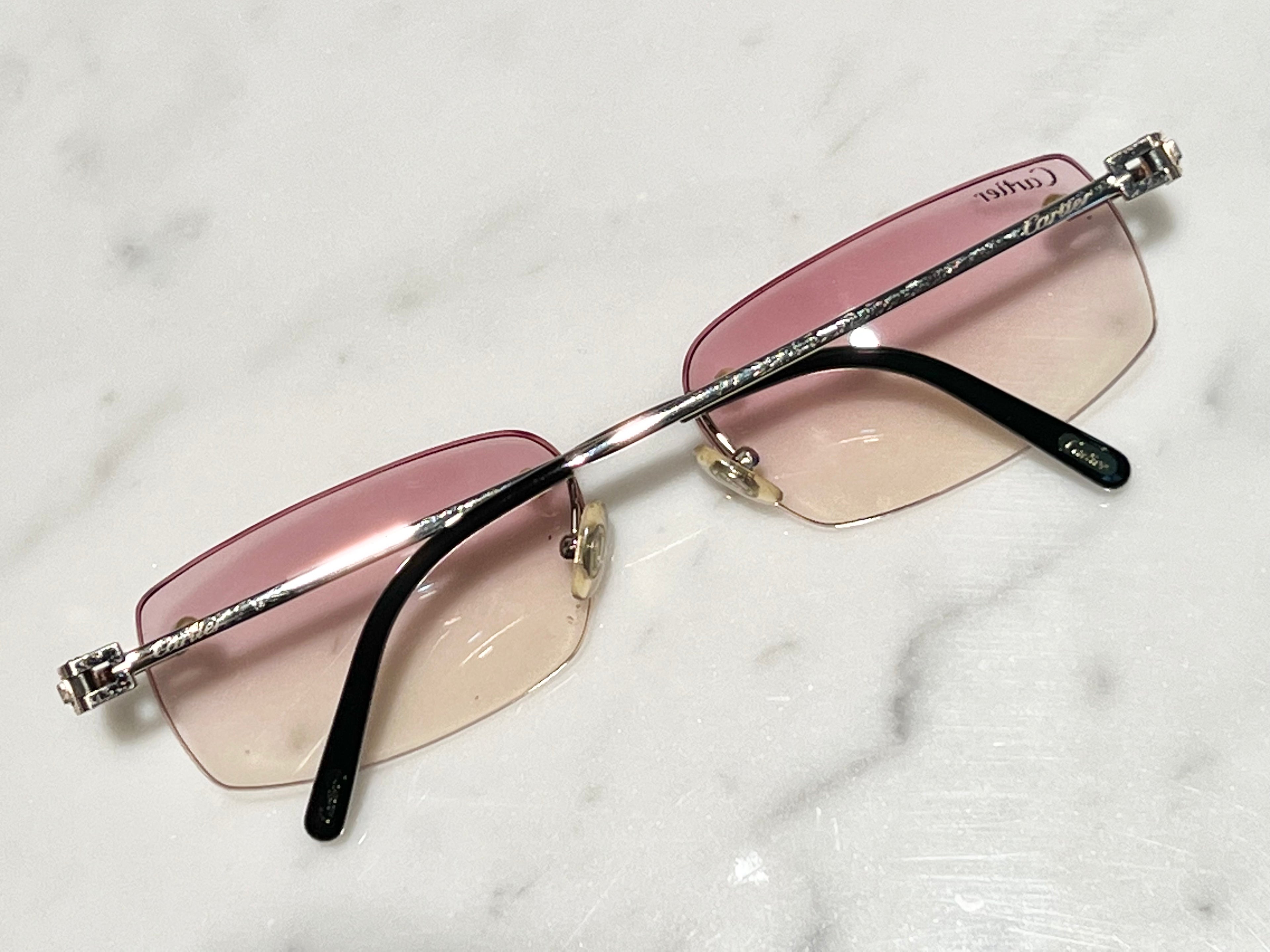 Cartier 18k Solid White Gold Frames Sunglasses Glasses Buffalo Horn Wire