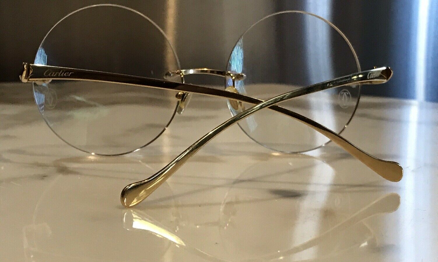 Cartier Panthere Gold Wire Frame Sunglasses Vintage Glasses - Braglia