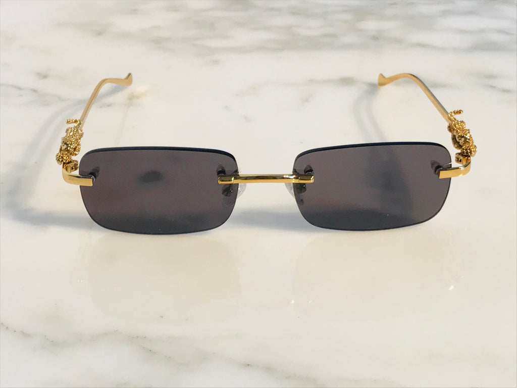 Rimless Occhi Di Tigre Gold Sunglasses Frames - Braglia