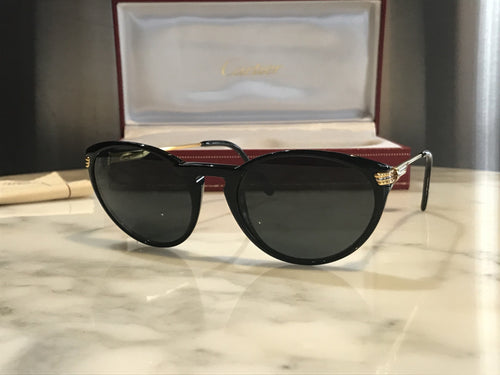Cartier Black Lumen 22k Gold Vintage Sunglasses Glasses Frames - Braglia