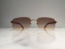 Load image into Gallery viewer, Cartier Rimless Bubinga Wood 18k Gold Wood Glasses Sunglasses

