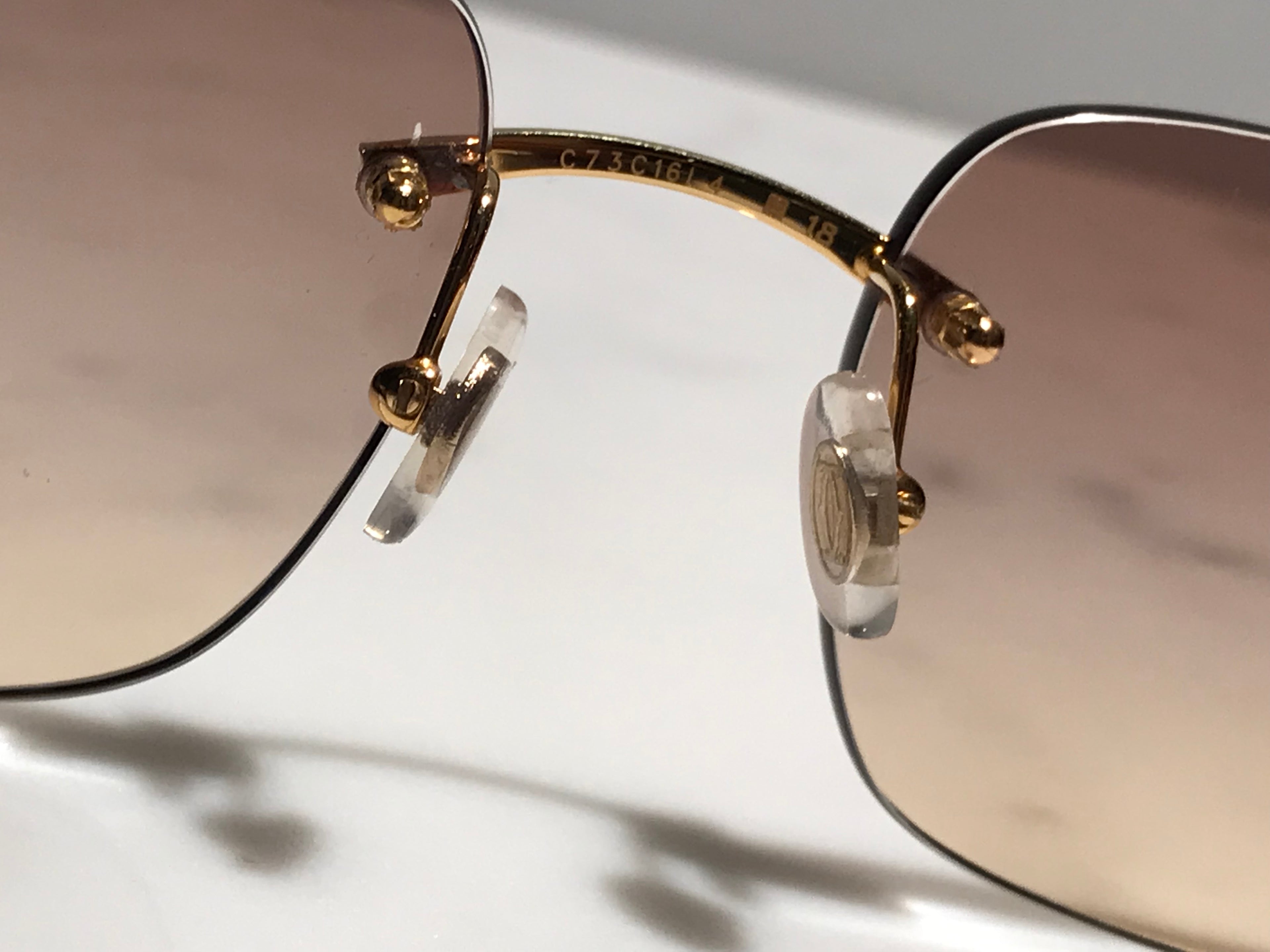Cartier Rimless Bubinga Wood 18k Gold Wood Glasses Sunglasses