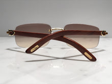 Load image into Gallery viewer, Cartier Rimless Bubinga Wood 18k Gold Wood Glasses Sunglasses
