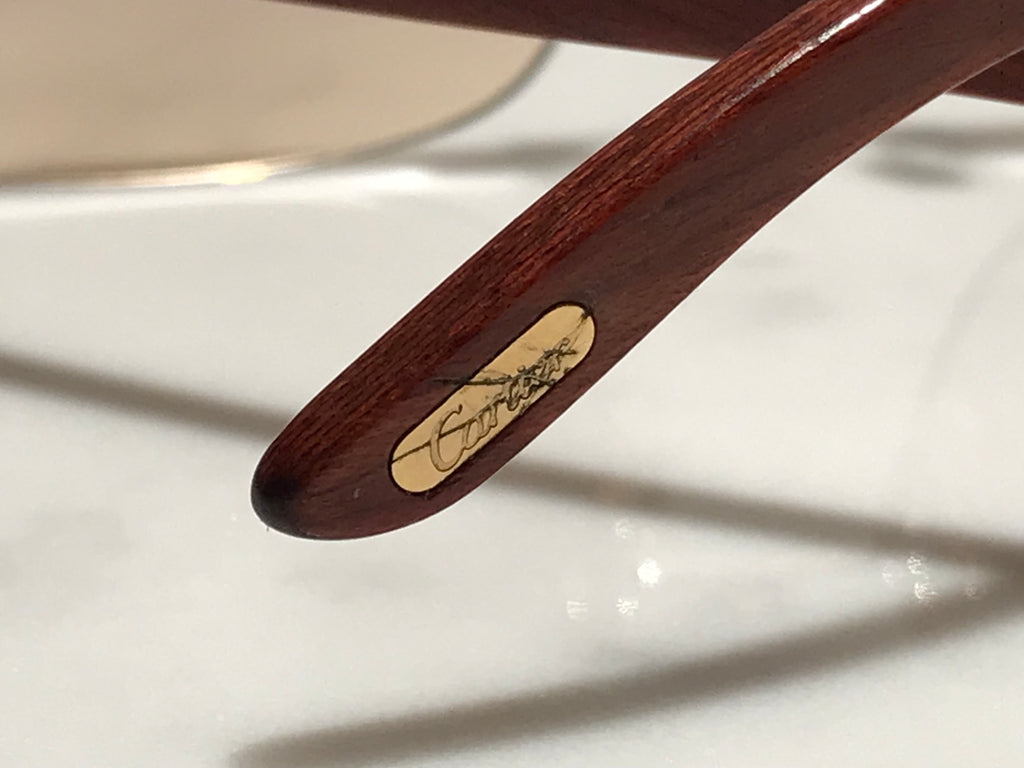 Cartier Rimless Bubinga Wood 18k Gold Wood Glasses Sunglasses