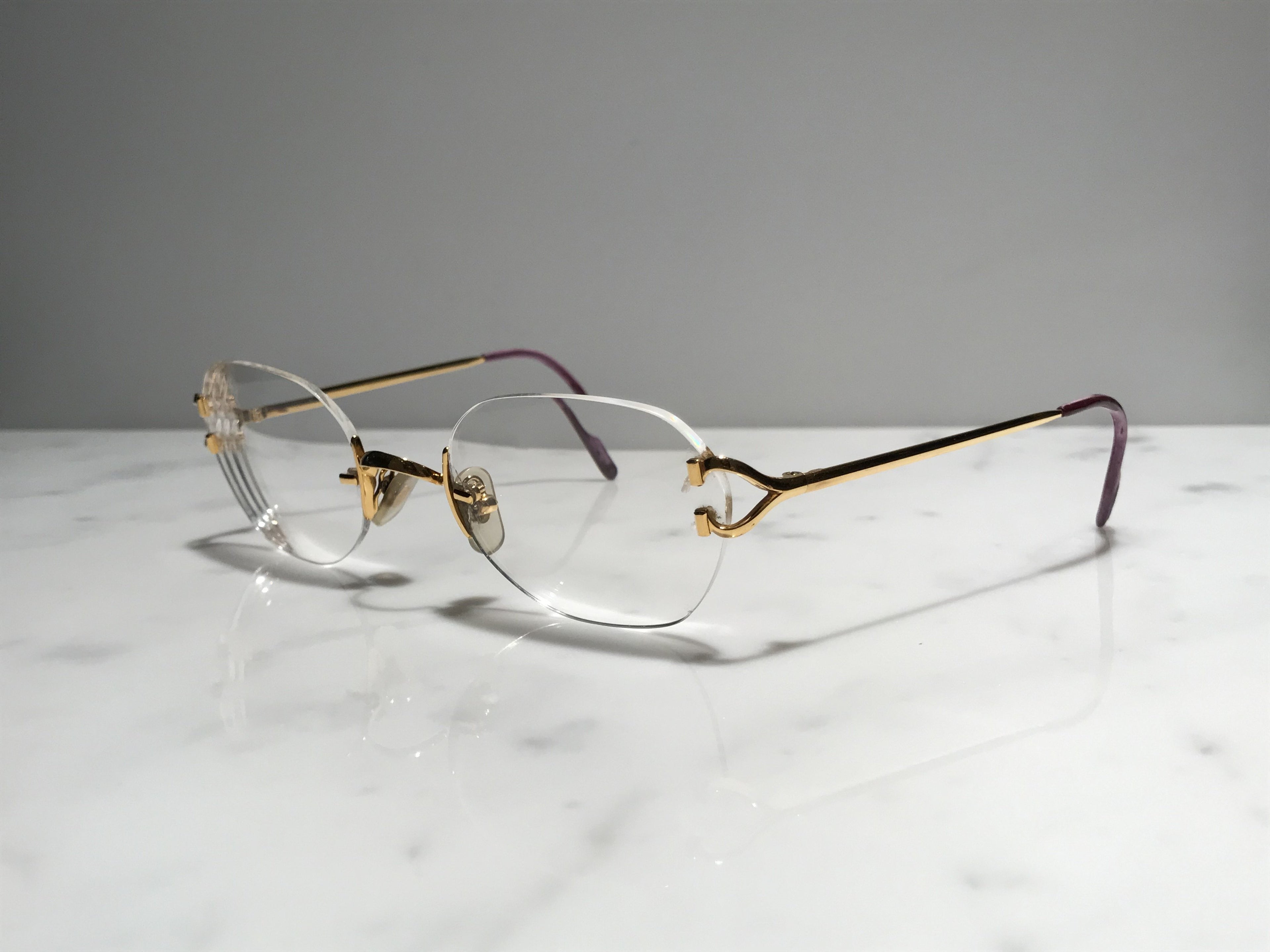 Cartier Vintage Scala C Decor Gold Vintage Sunglasses Glasses Eyeglasses Frame