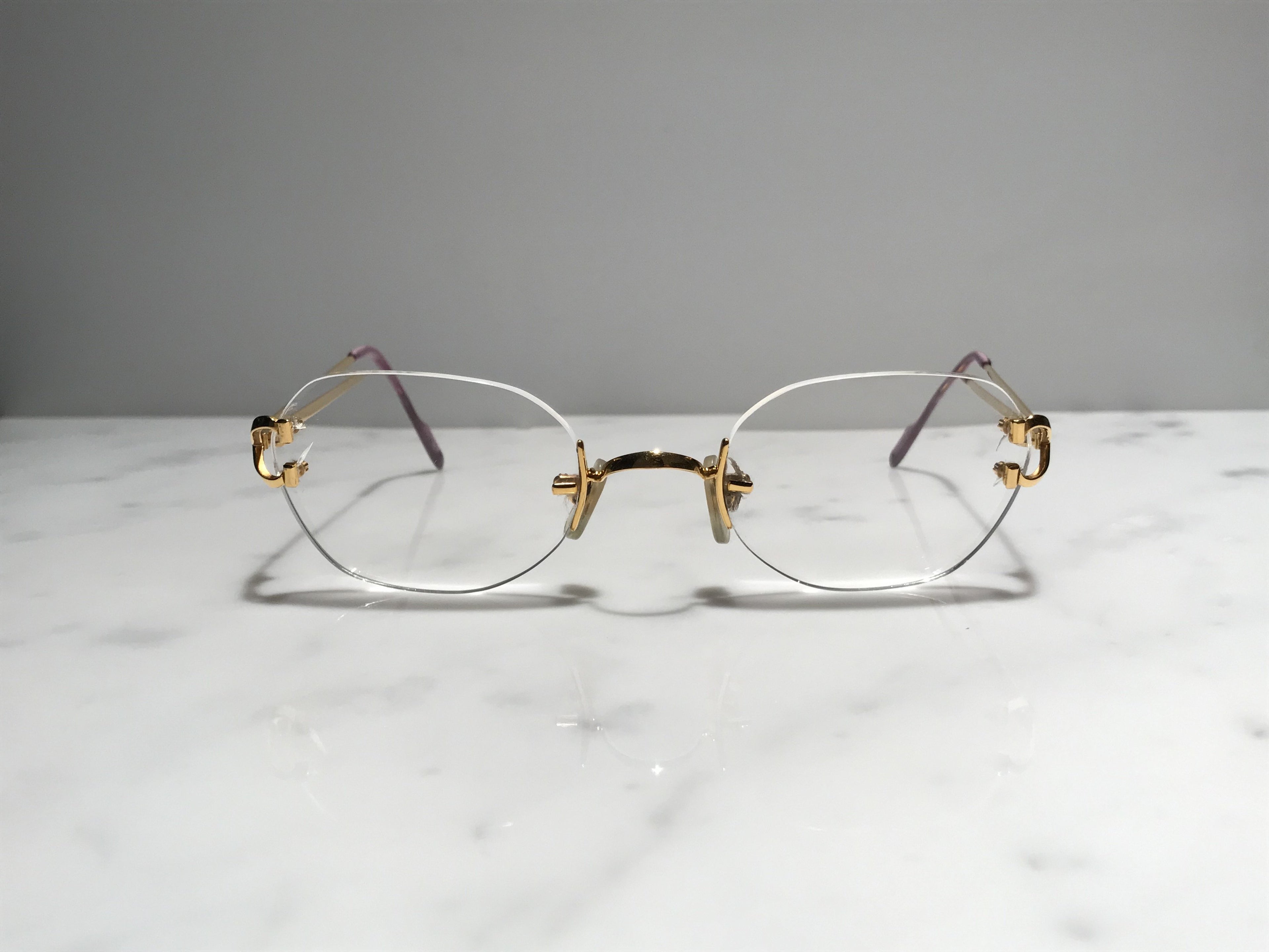 Cartier Vintage Scala C Decor Gold Vintage Sunglasses Glasses Eyeglasses Frame