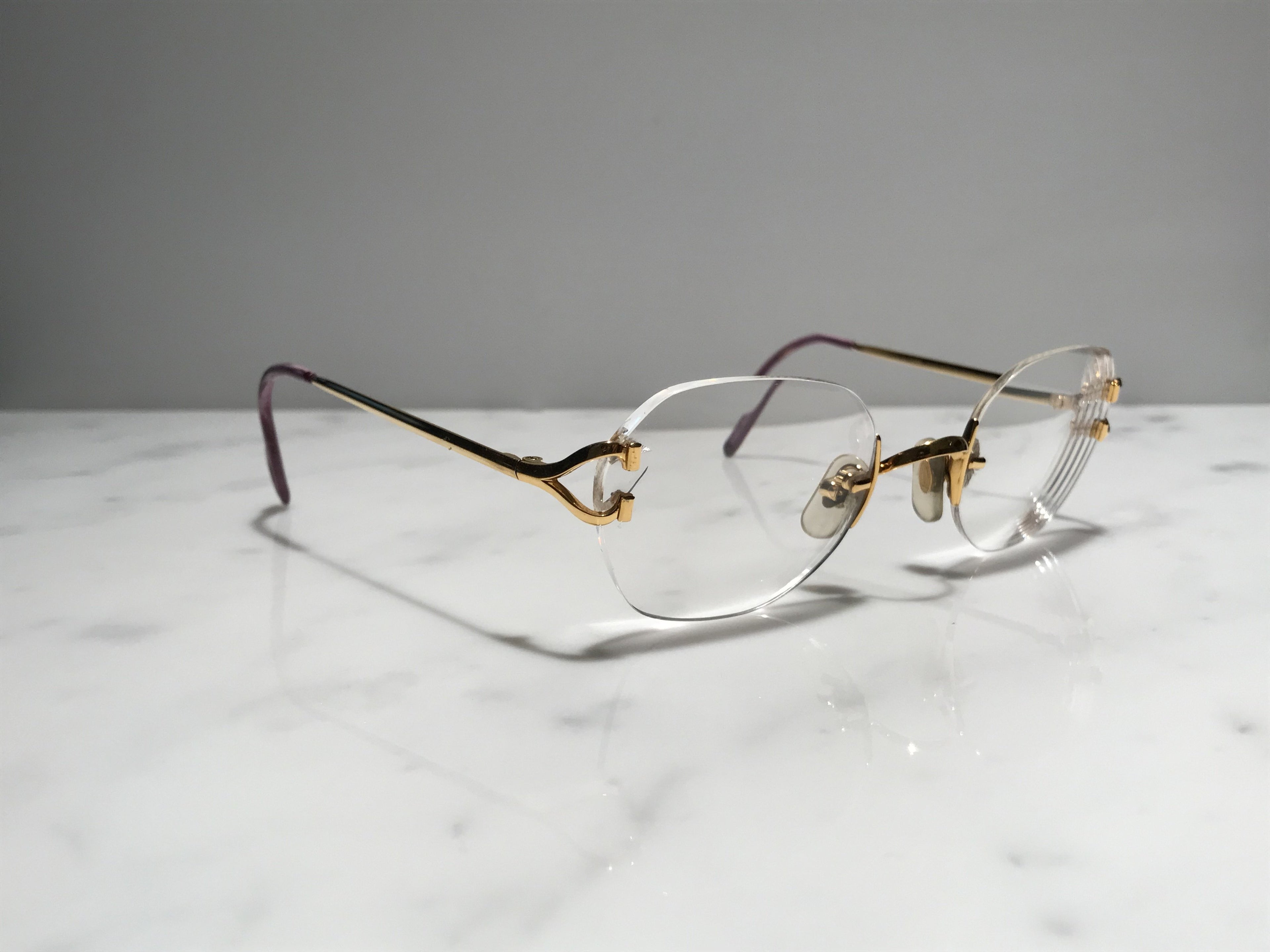 Cartier Vintage Scala C Decor Gold Vintage Sunglasses Glasses Eyeglasses Frame