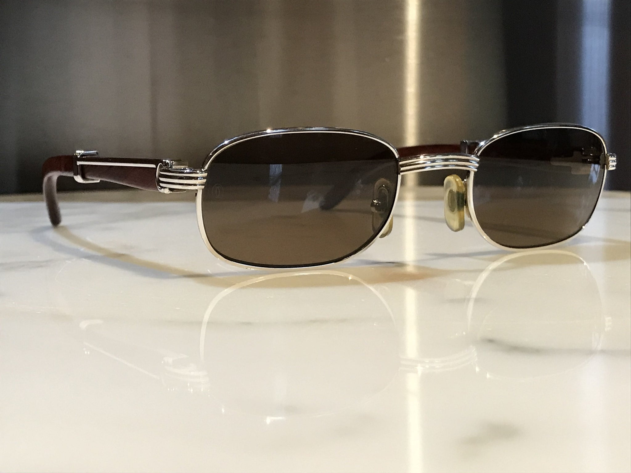 Cartier Breteiul Platinum Bubinga Wood Sunglasses Bonano Inc