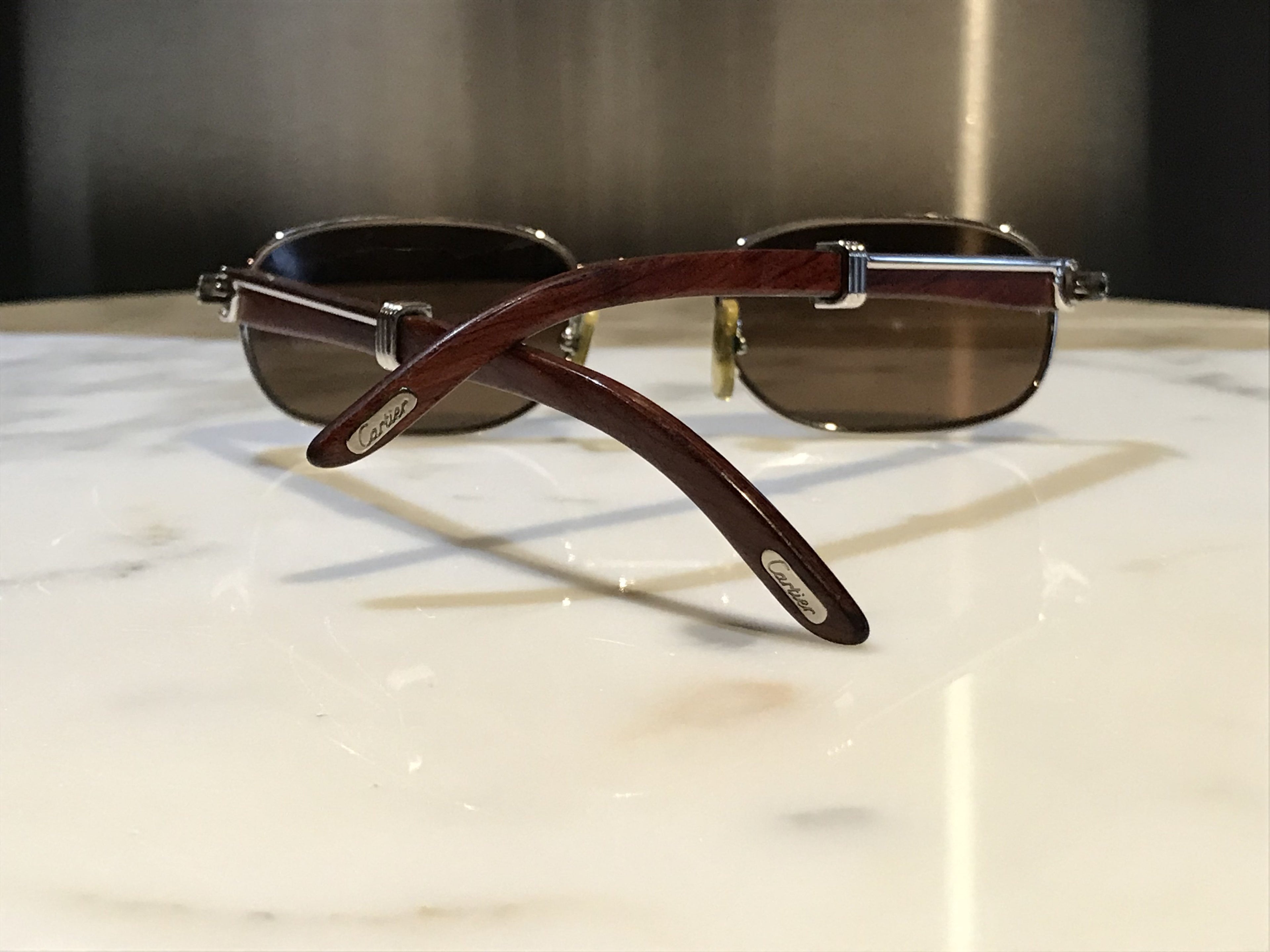 Cartier Breteiul Platinum Bubinga Wood Sunglasses - Braglia