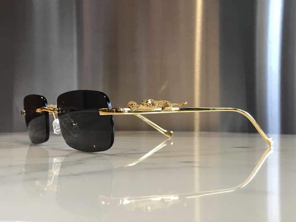 Rimless Occhi Di Tigre Gold Sunglasses Frames - Braglia