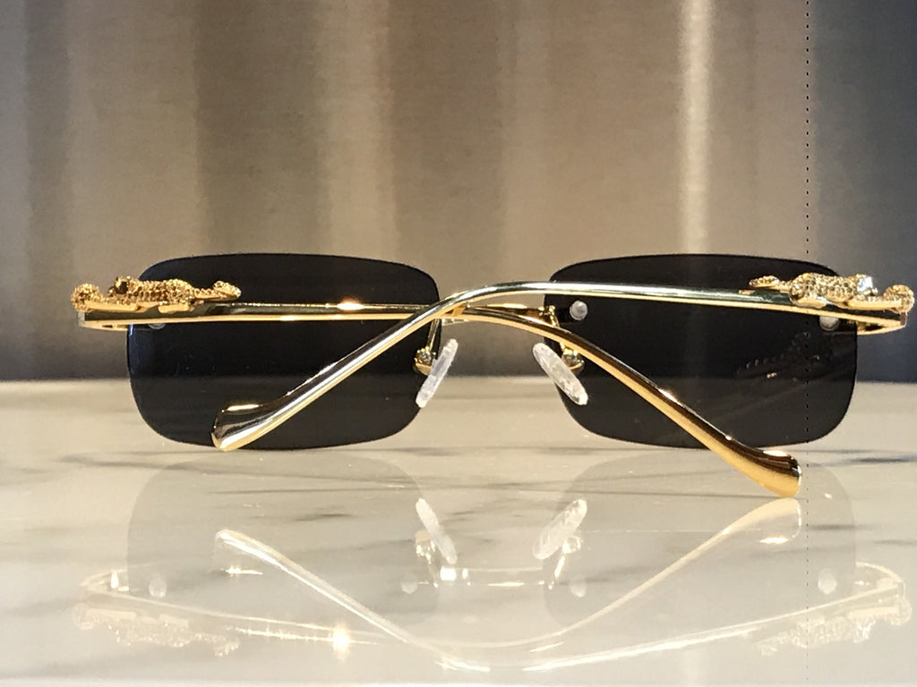 Rimless Occhi Di Tigre Gold Sunglasses Frames - Braglia