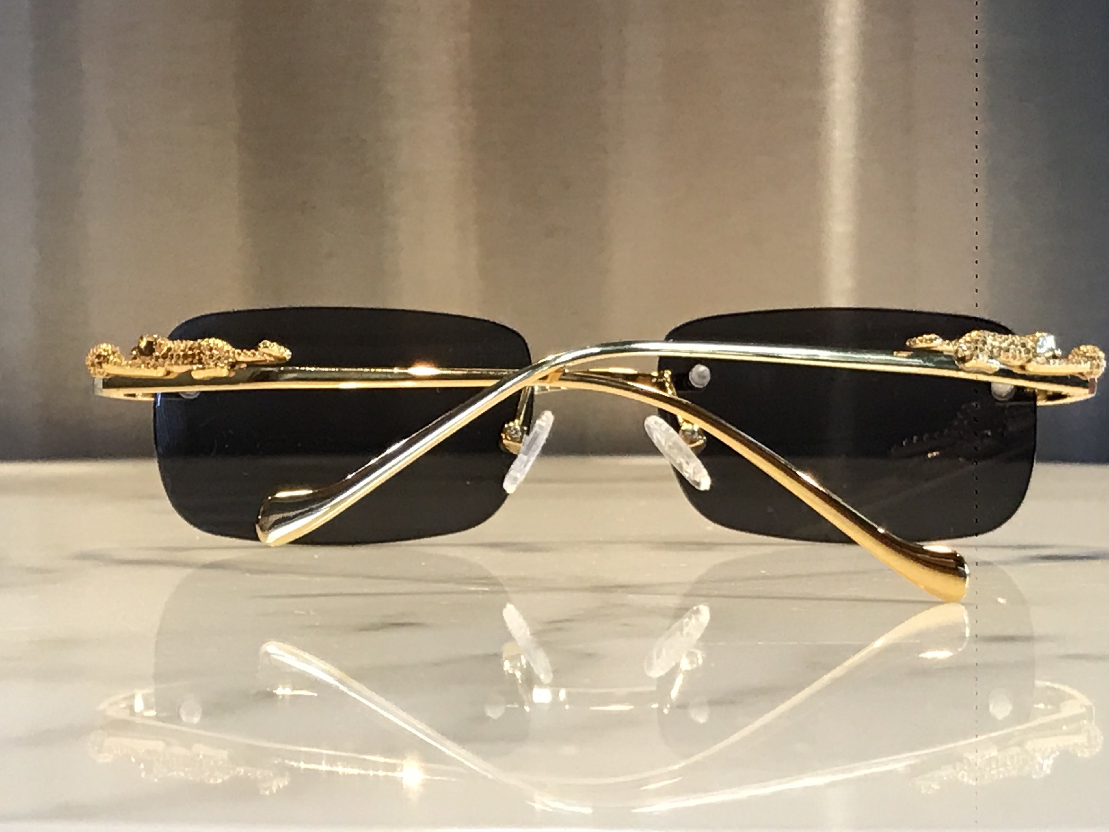 Rimless Occhi Di Tigre Gold Sunglasses Frames - Braglia