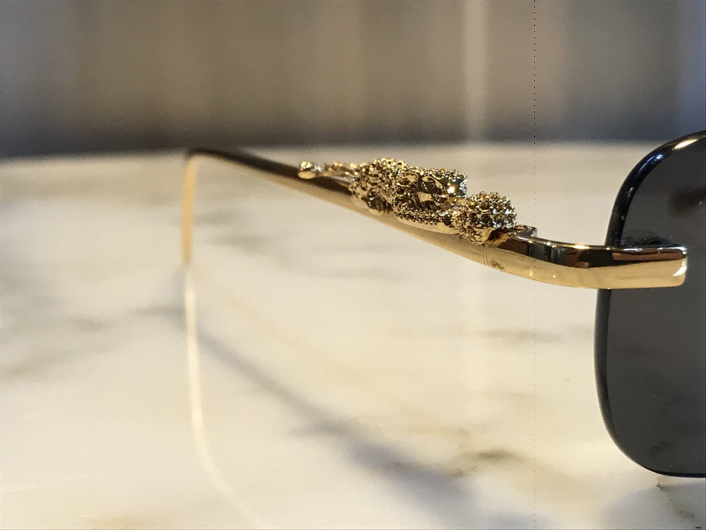 Rimless Occhi Di Tigre Gold Sunglasses Frames - Braglia