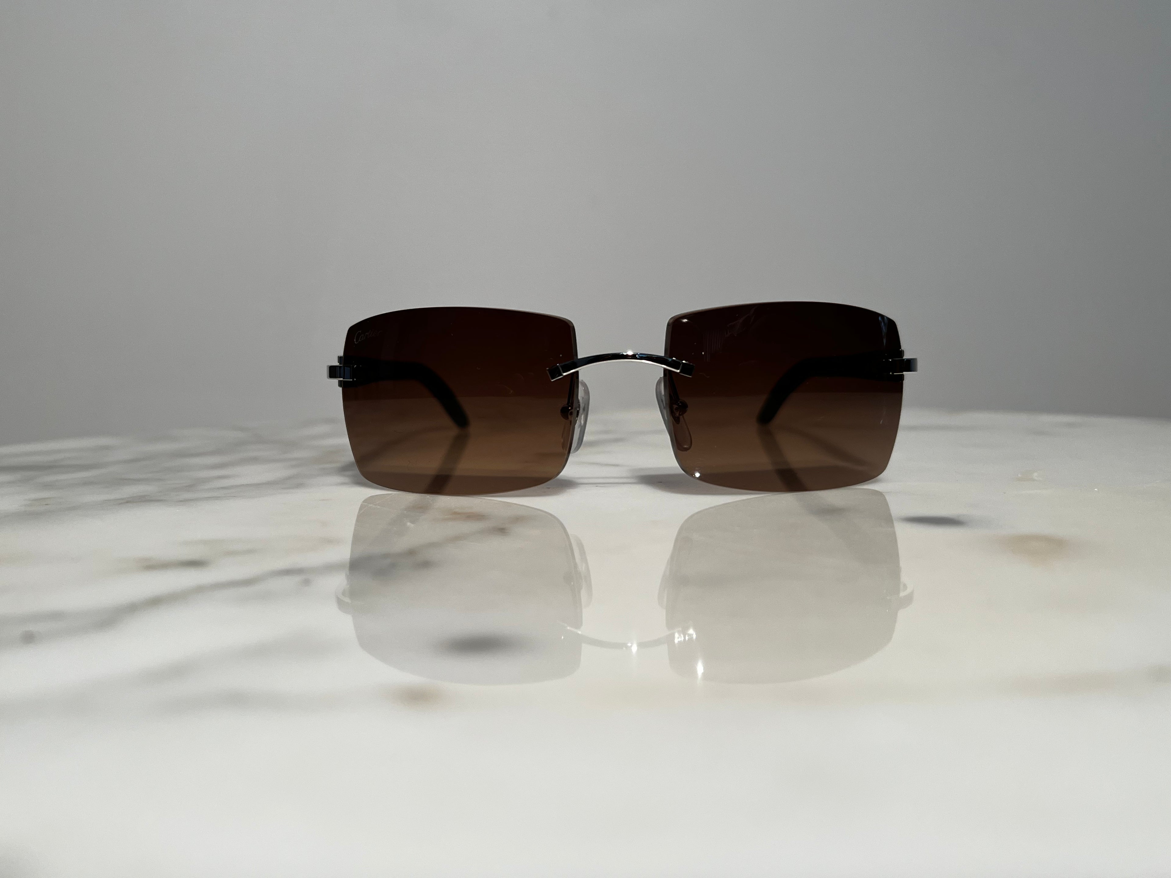 Cartier Buffalo Horn Platinum Frames Sunglasses Glasses