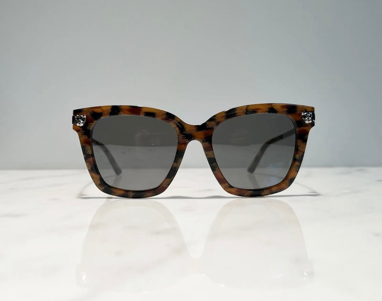 Cartier Panthere Cat Eye Frames Sunglasses Glasses Horn Wire Gold Vintage Wire