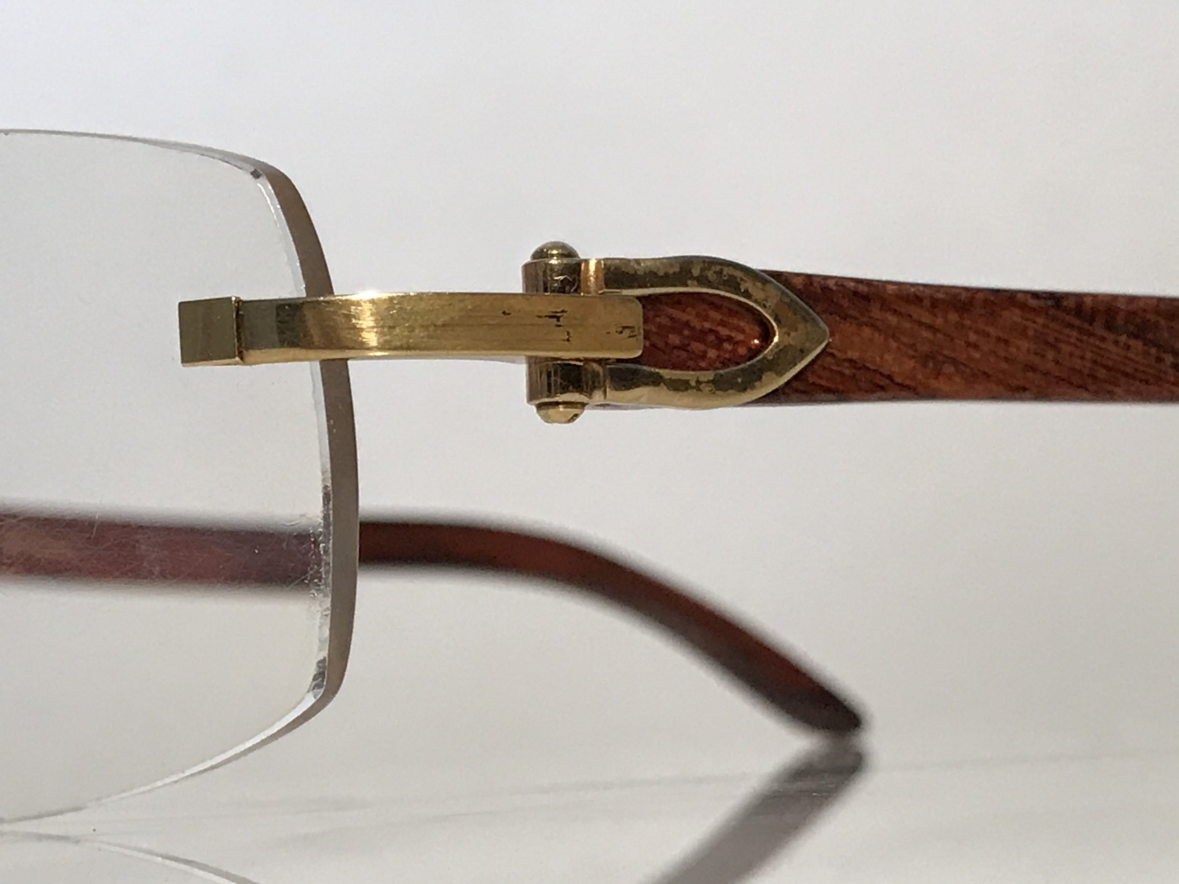 Cartier Rimless Bubinga Wood 18k Wood Glasses Sunglasses Eyeglasses Frames - Braglia
