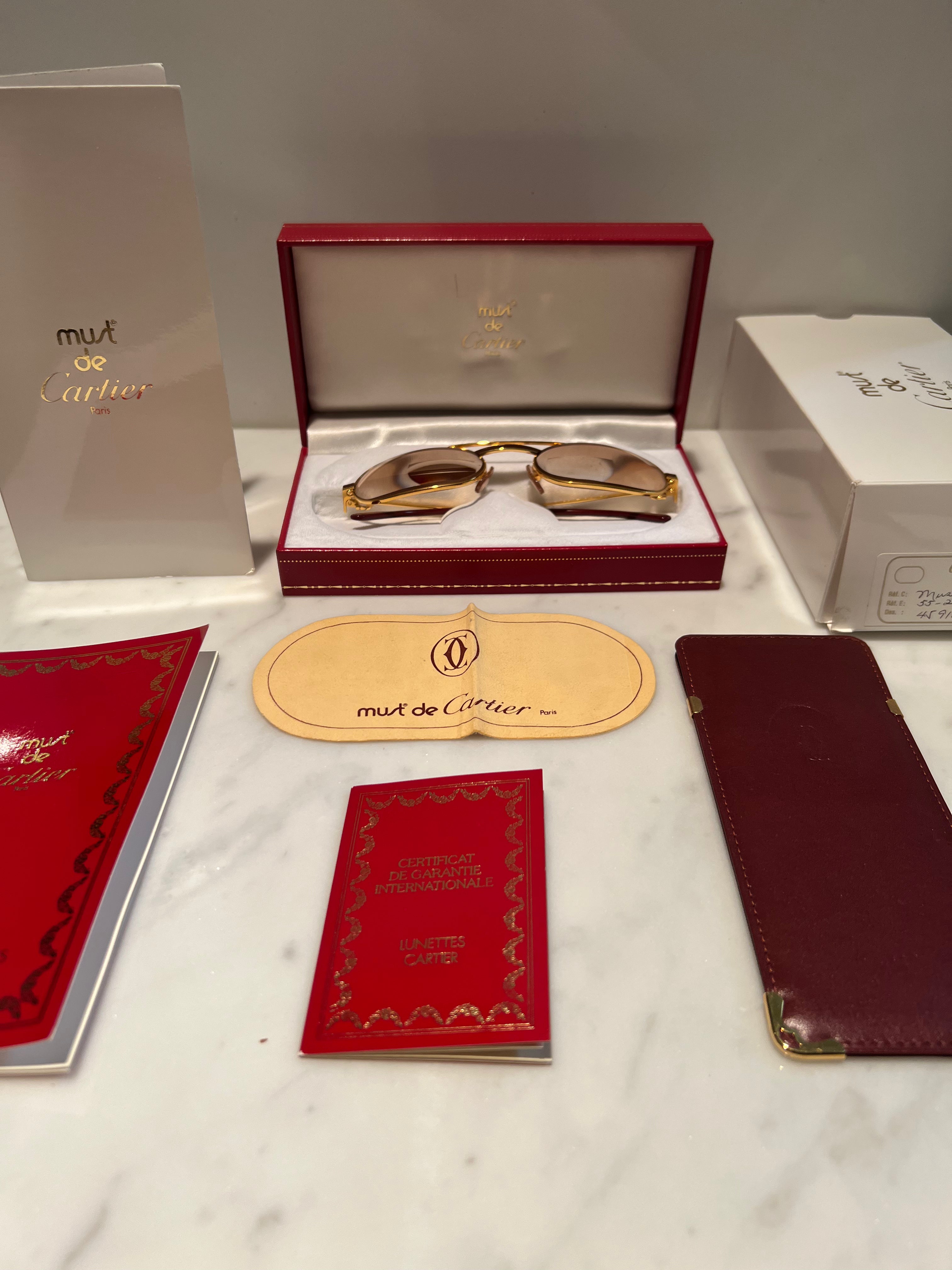 Cartier must Vintage C Decor Gold Sunglasses Glasses Eyeglasses Frames