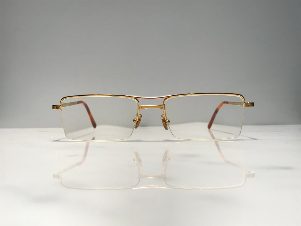 Cartier Half Rim Santos Gold Vintage Sunglasses Glasses Eyeglasses Frame